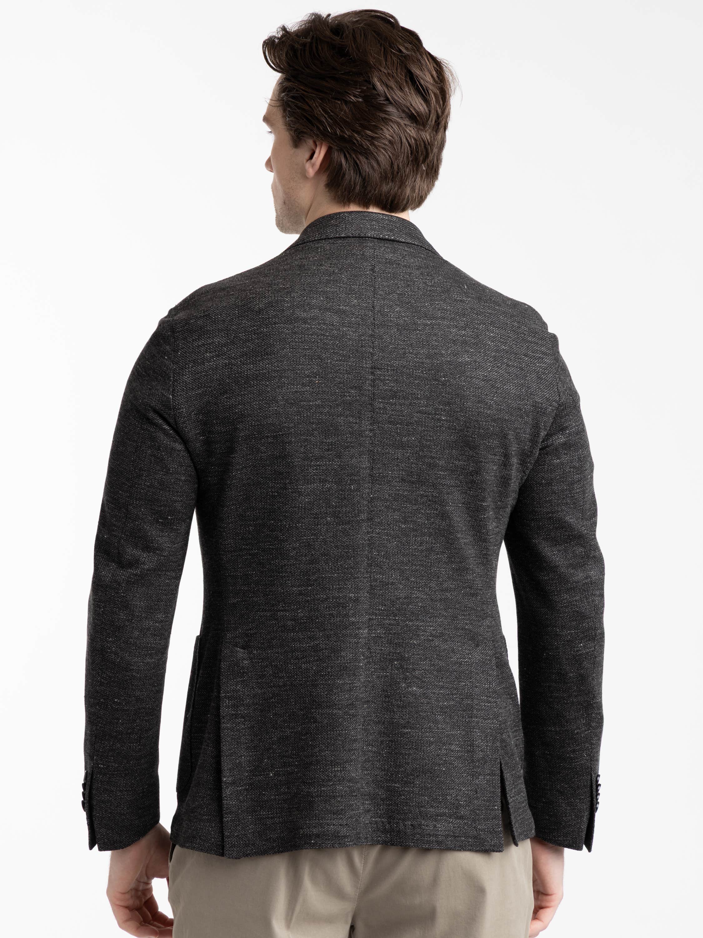 Dark Grey Mélange Linen-Cotton Sport Jacket
