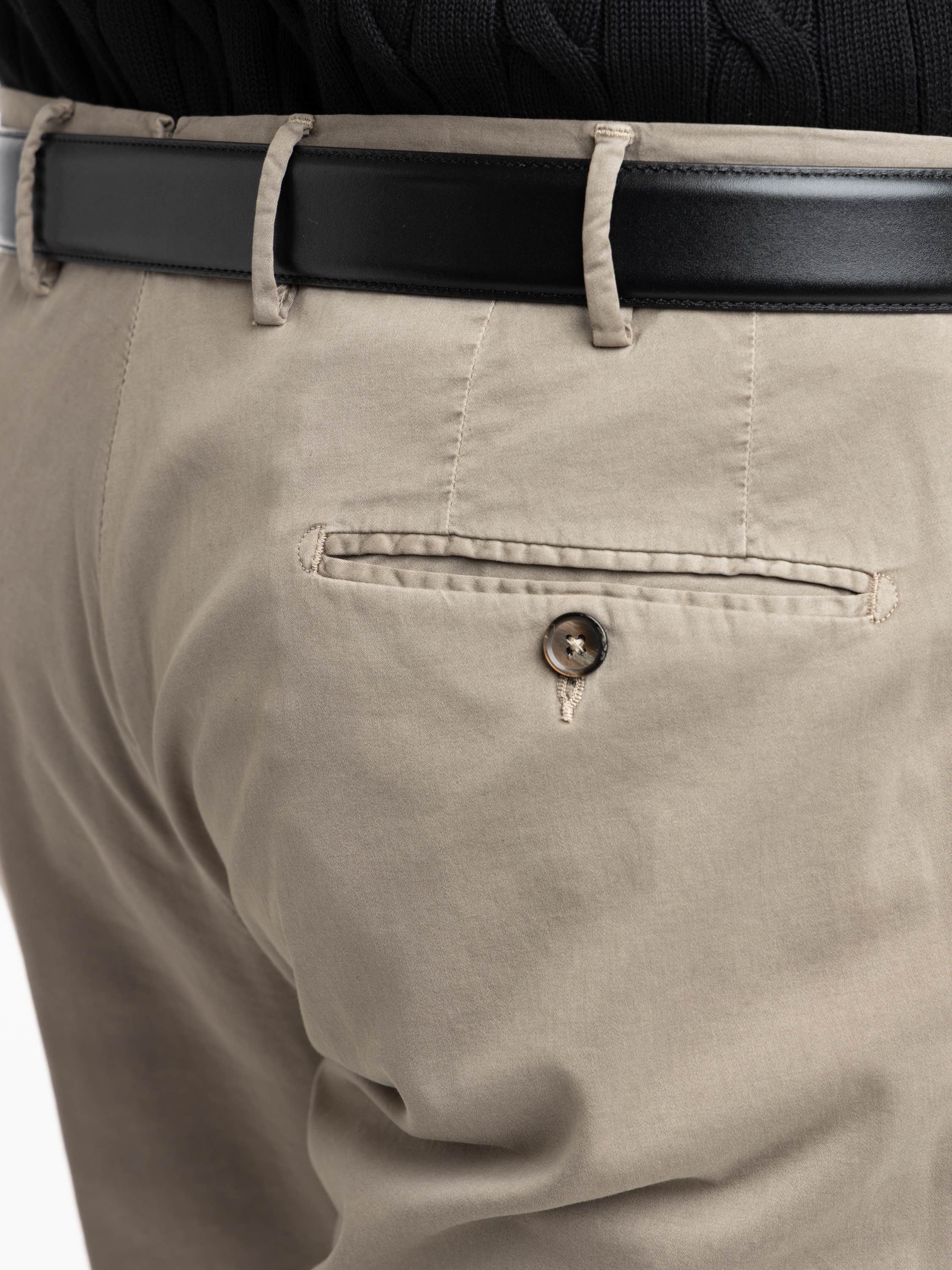 Light Brown Cotton and Silk Blend Pleated Trousers