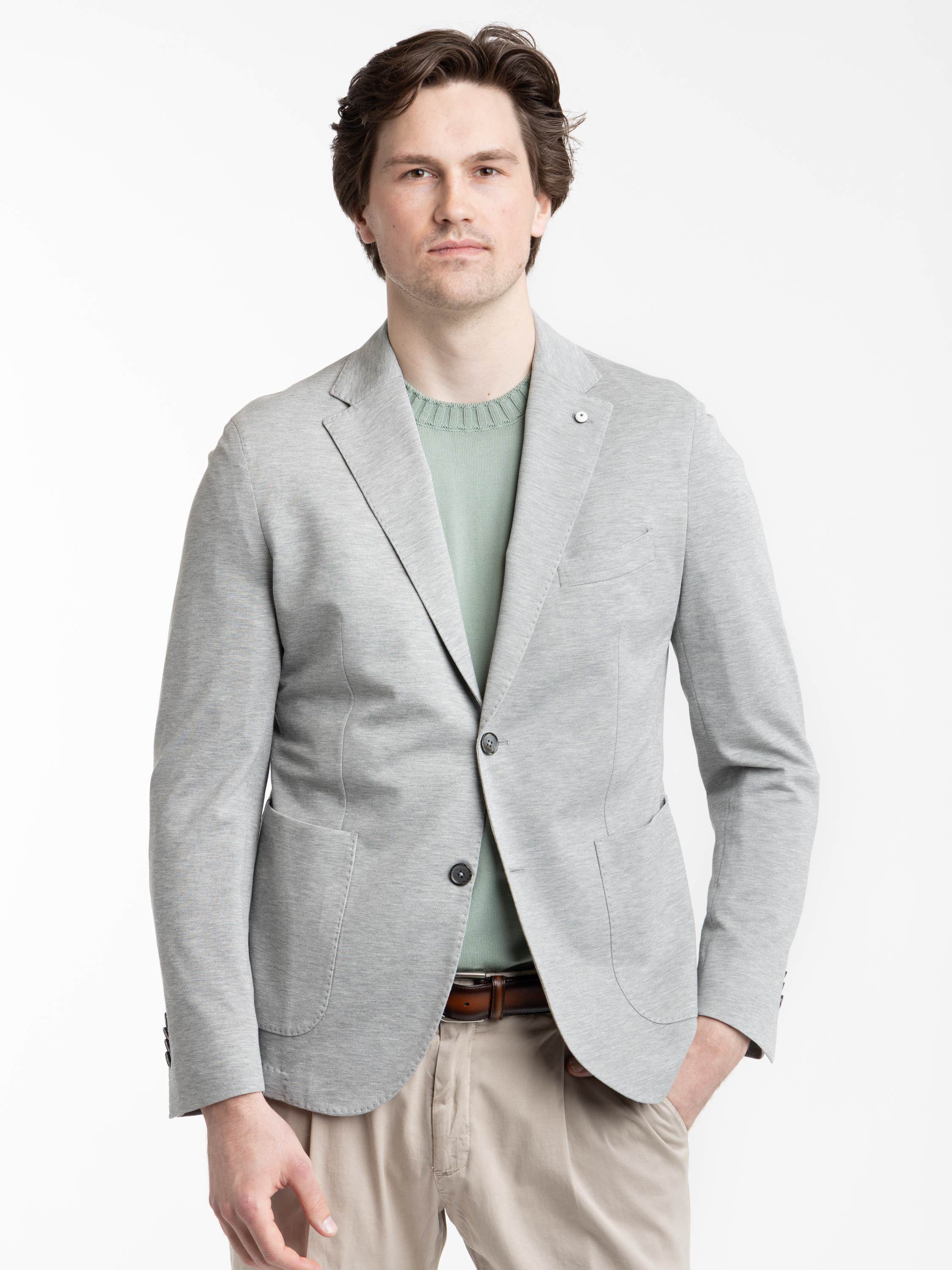 Grey Cotton-Silk Sport Jacket