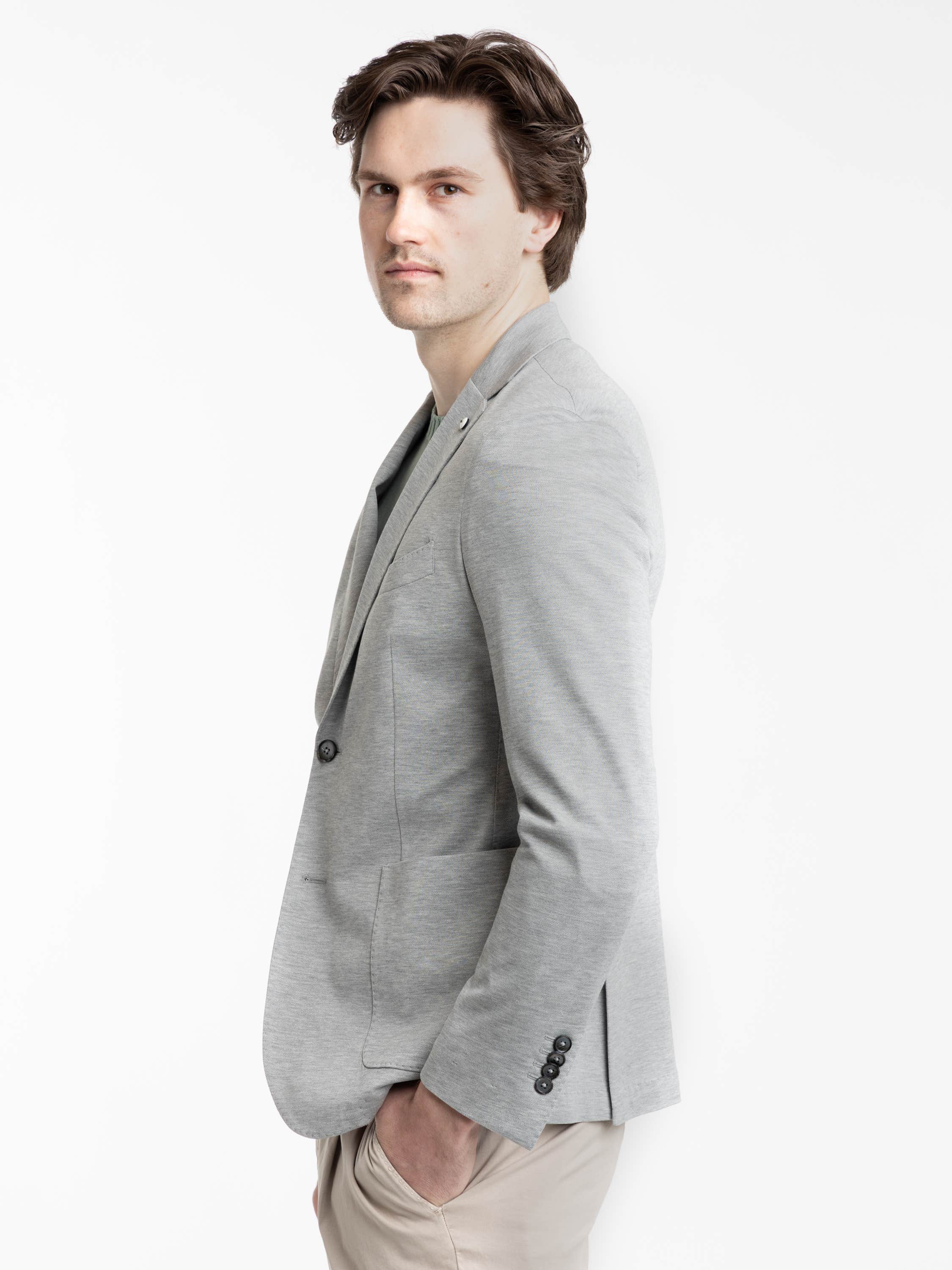 Grey Cotton-Silk Sport Jacket