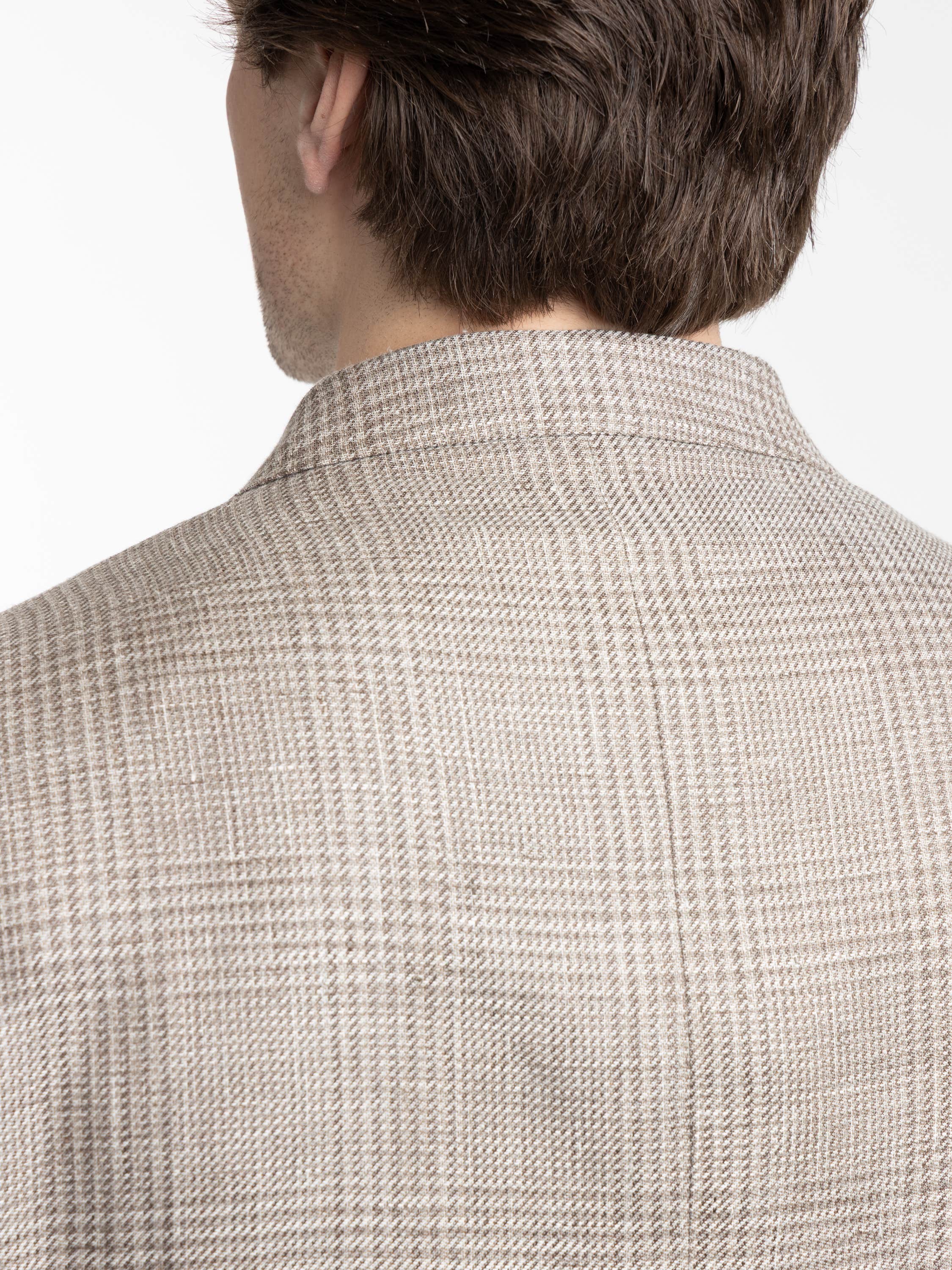 Taupe Jack Linen-Wool Micro-Check Sport Jacket