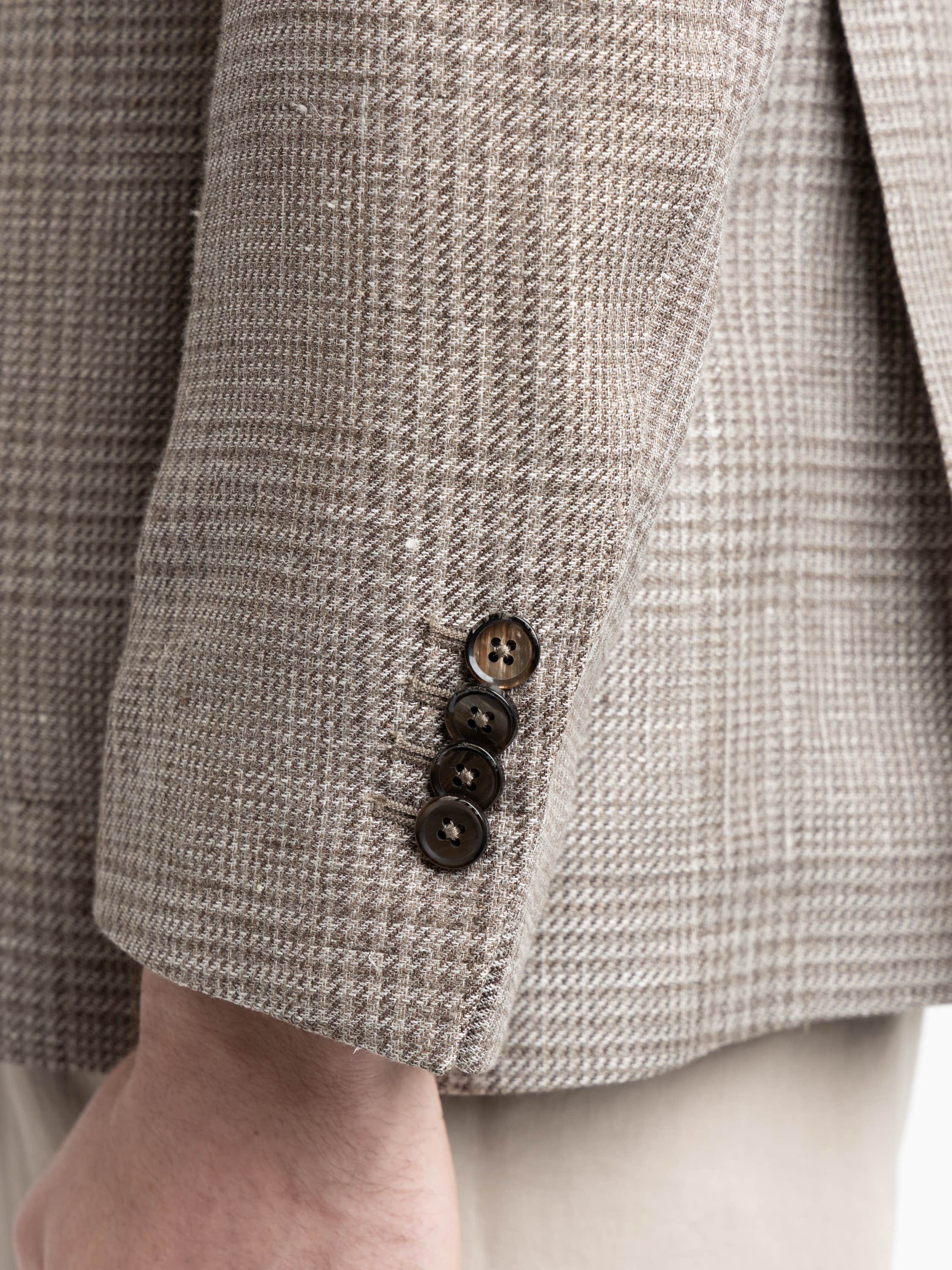 Taupe Jack Linen-Wool Micro-Check Sport Jacket