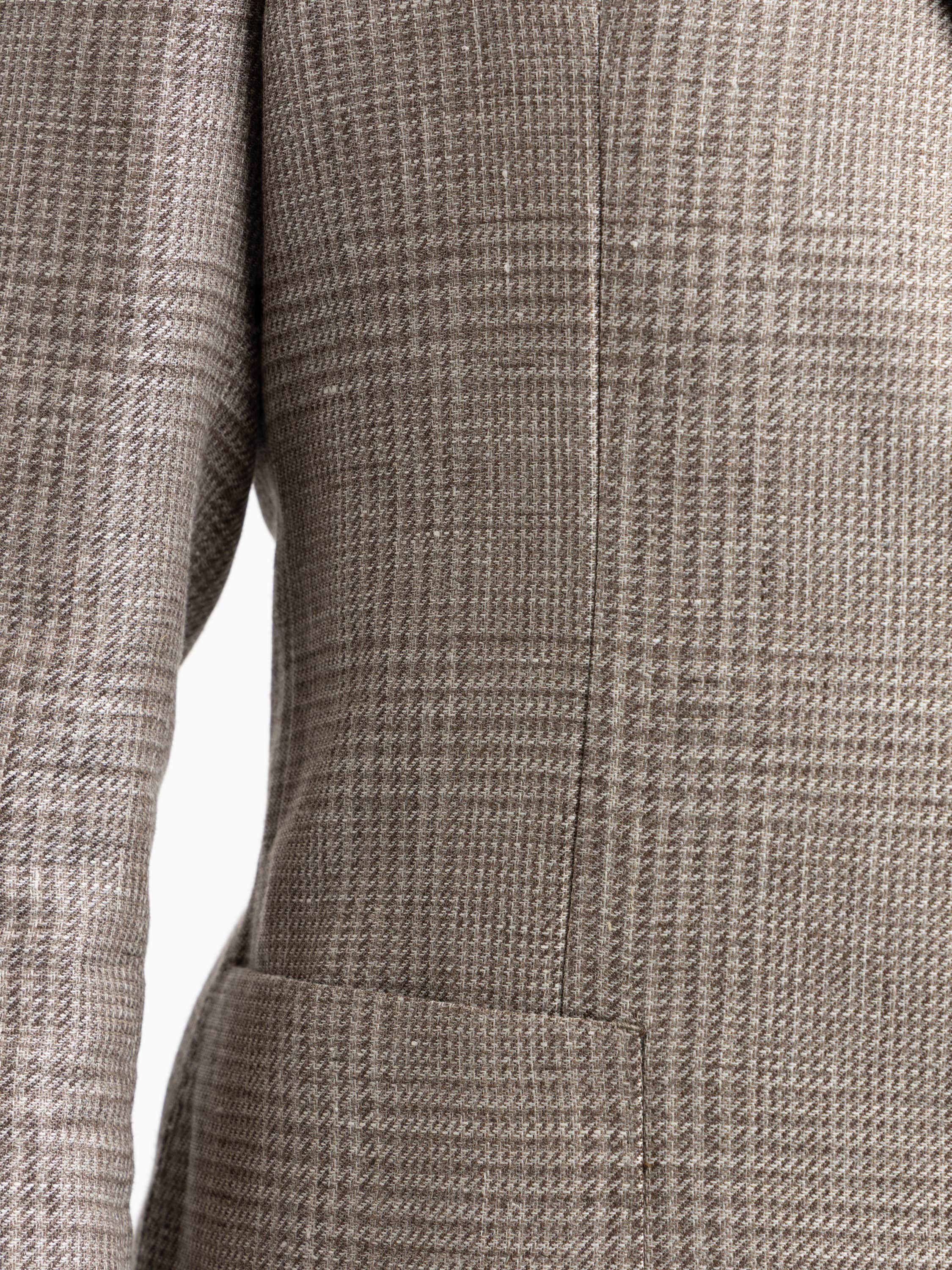 Taupe Jack Linen-Wool Micro-Check Sport Jacket
