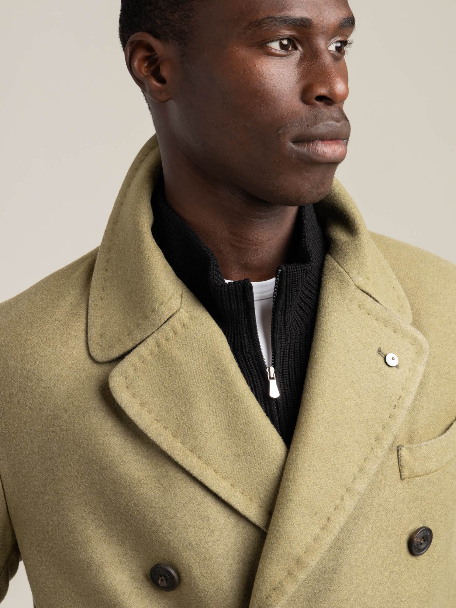 Army Green Double Breasted Overcoat