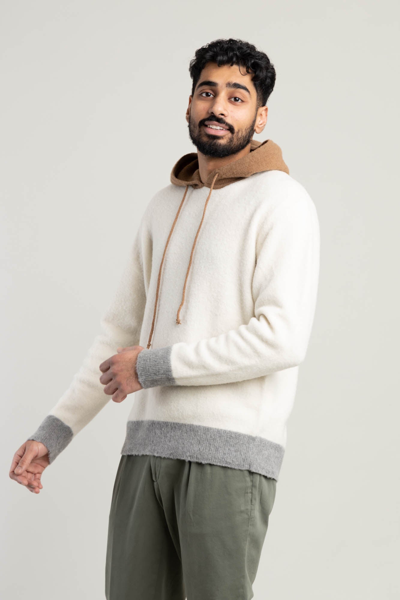 Beige and White Hoodie – The Helm Clothing
