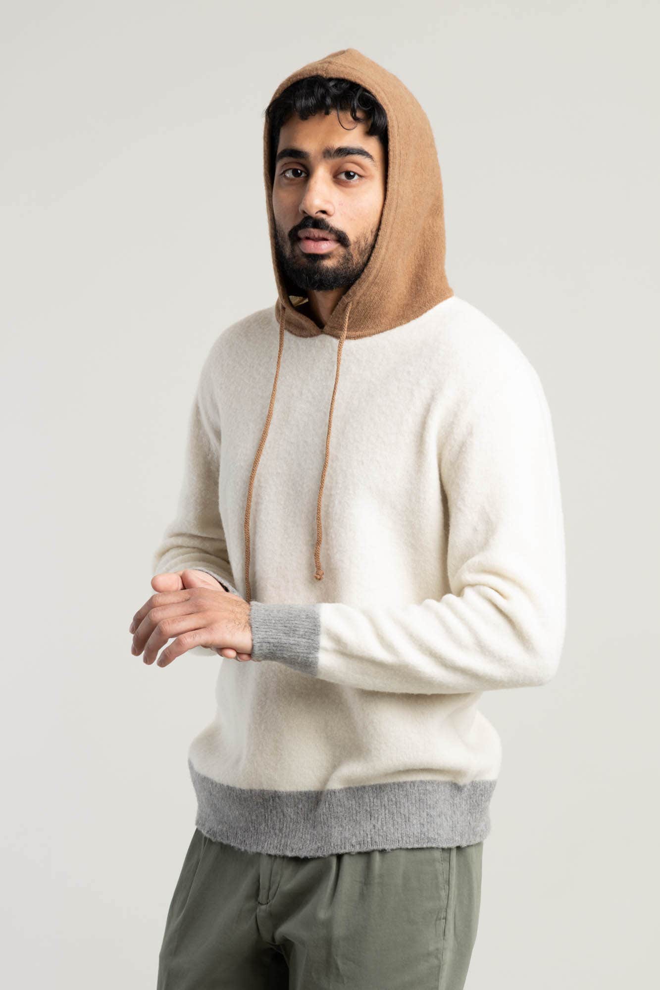 Beige and White Hoodie
