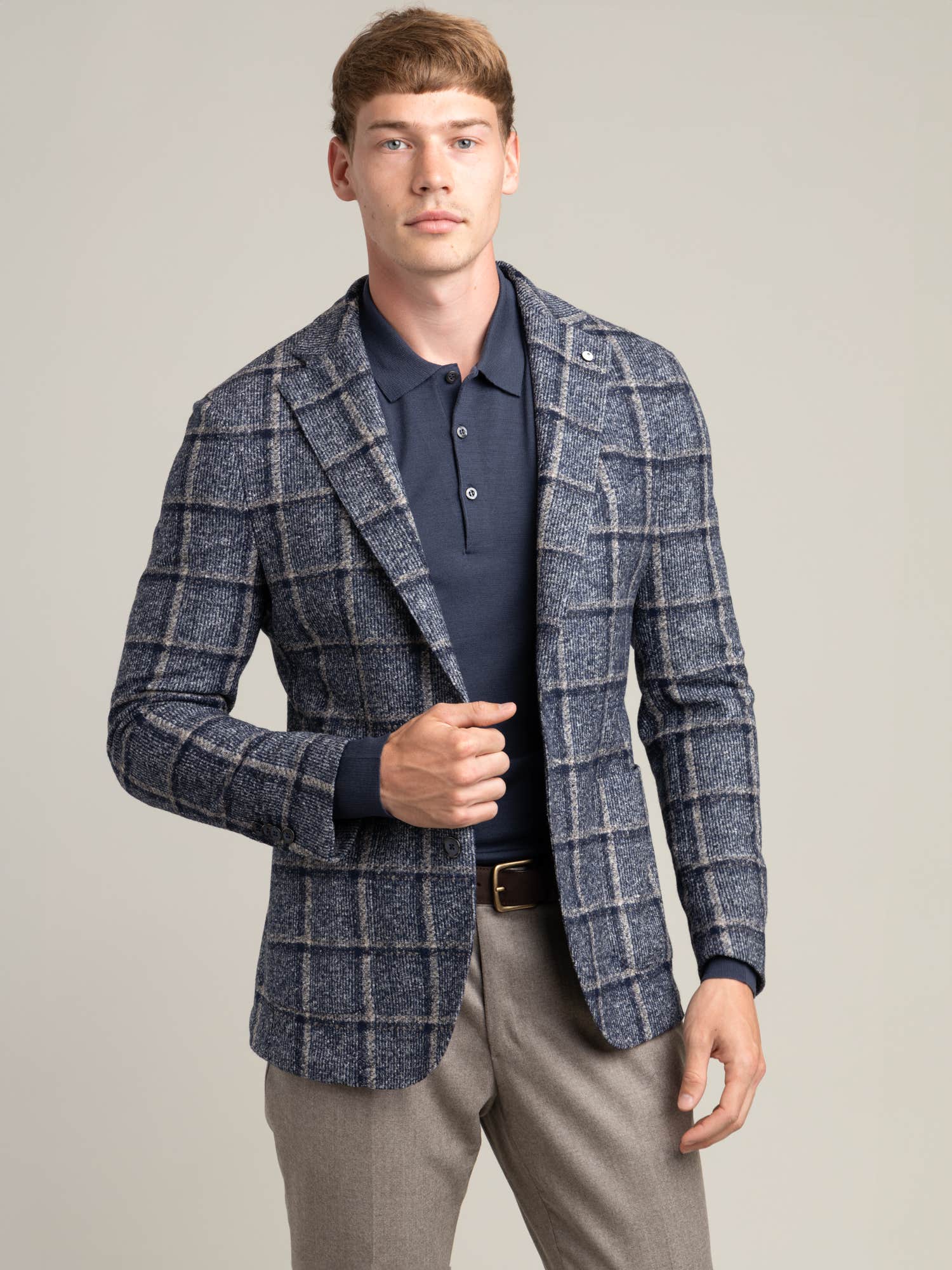 Navy Window Pane Check Jacket