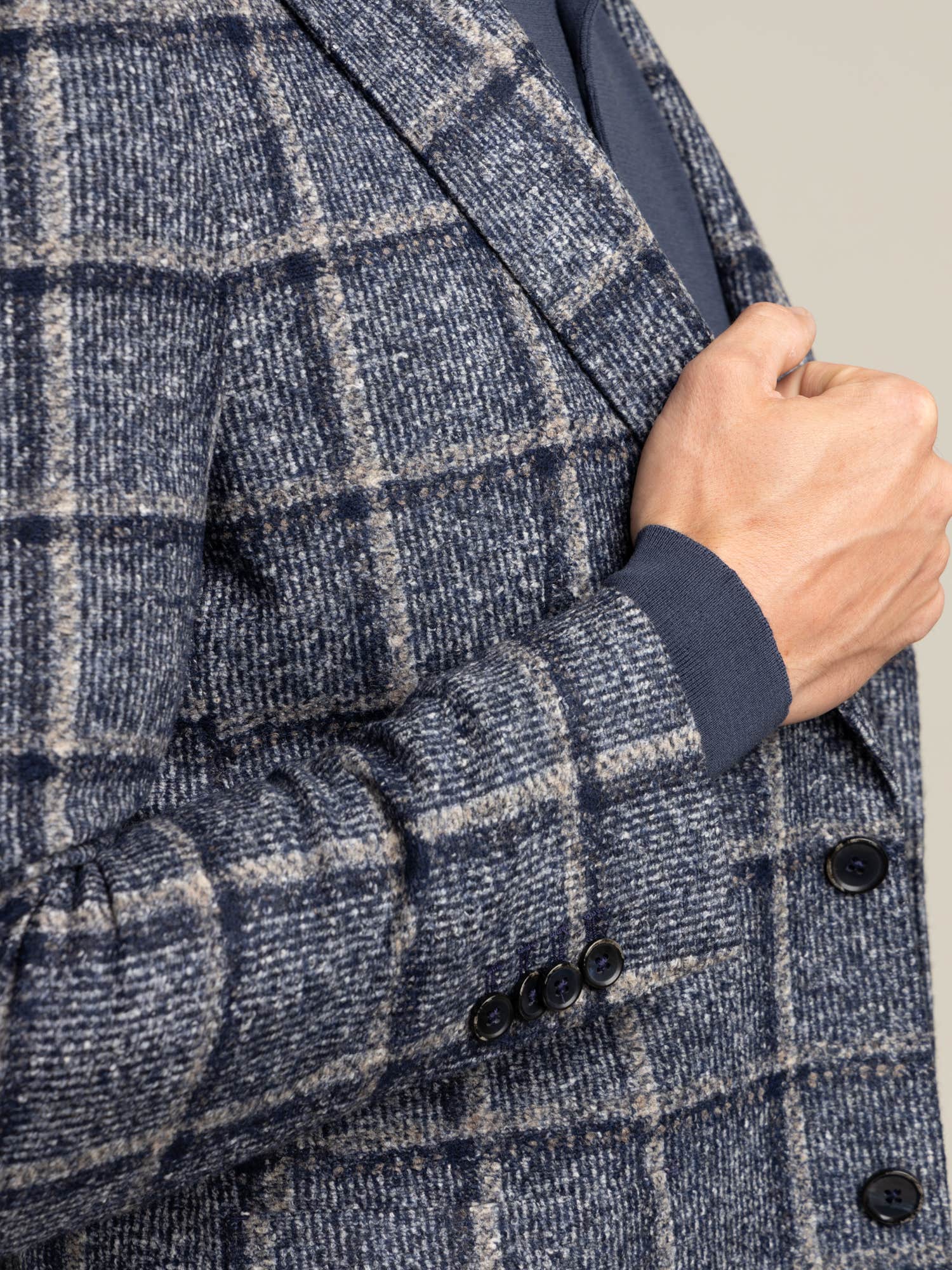 Navy Window Pane Check Jacket