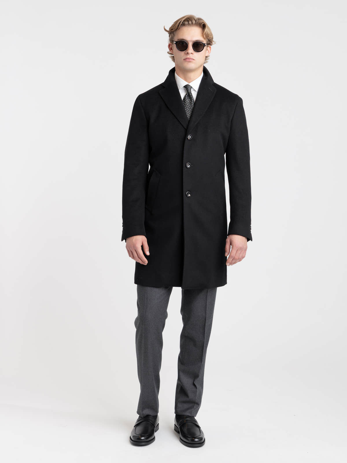 Black Virgin Wool–Cashmere Coat