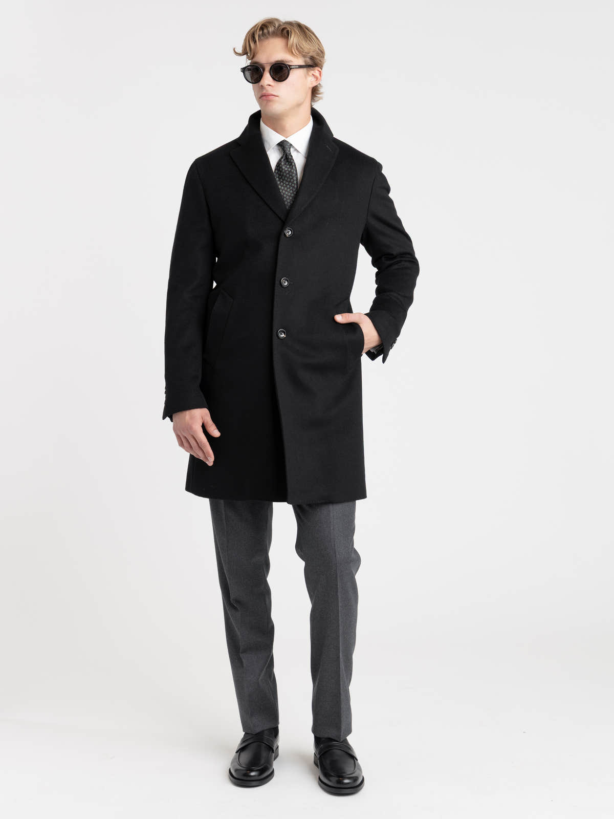 Black Virgin Wool–Cashmere Coat