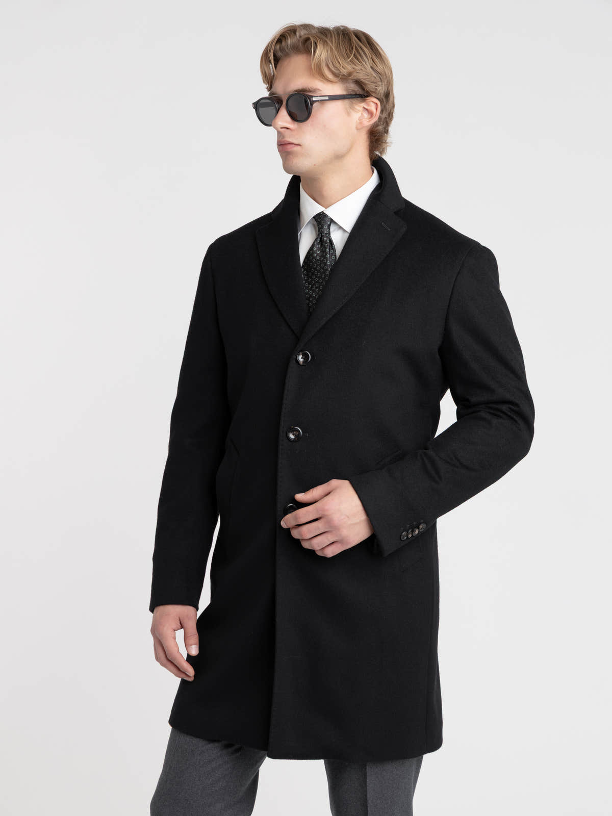 Black Virgin Wool–Cashmere Coat
