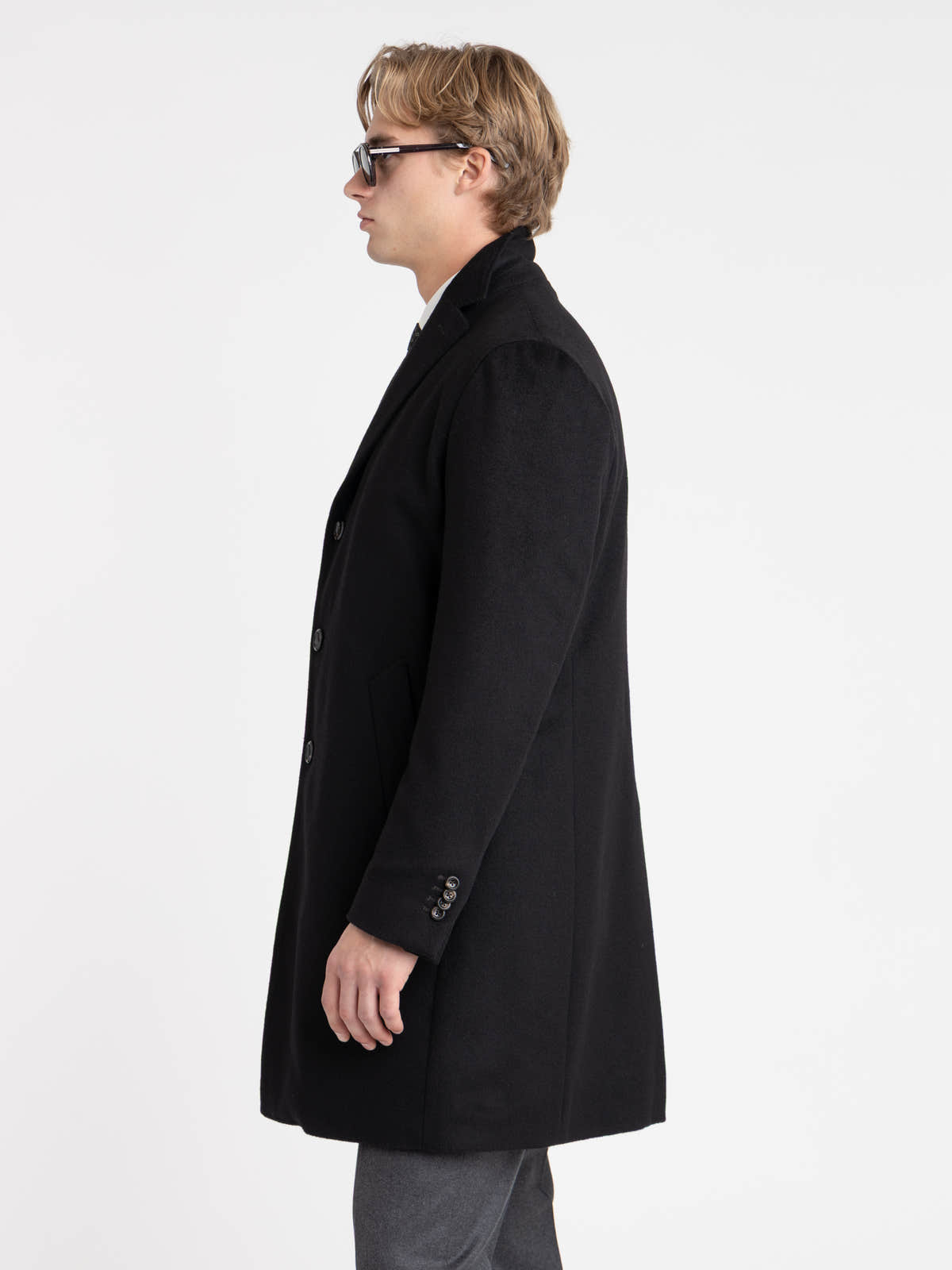 Black Virgin Wool–Cashmere Coat
