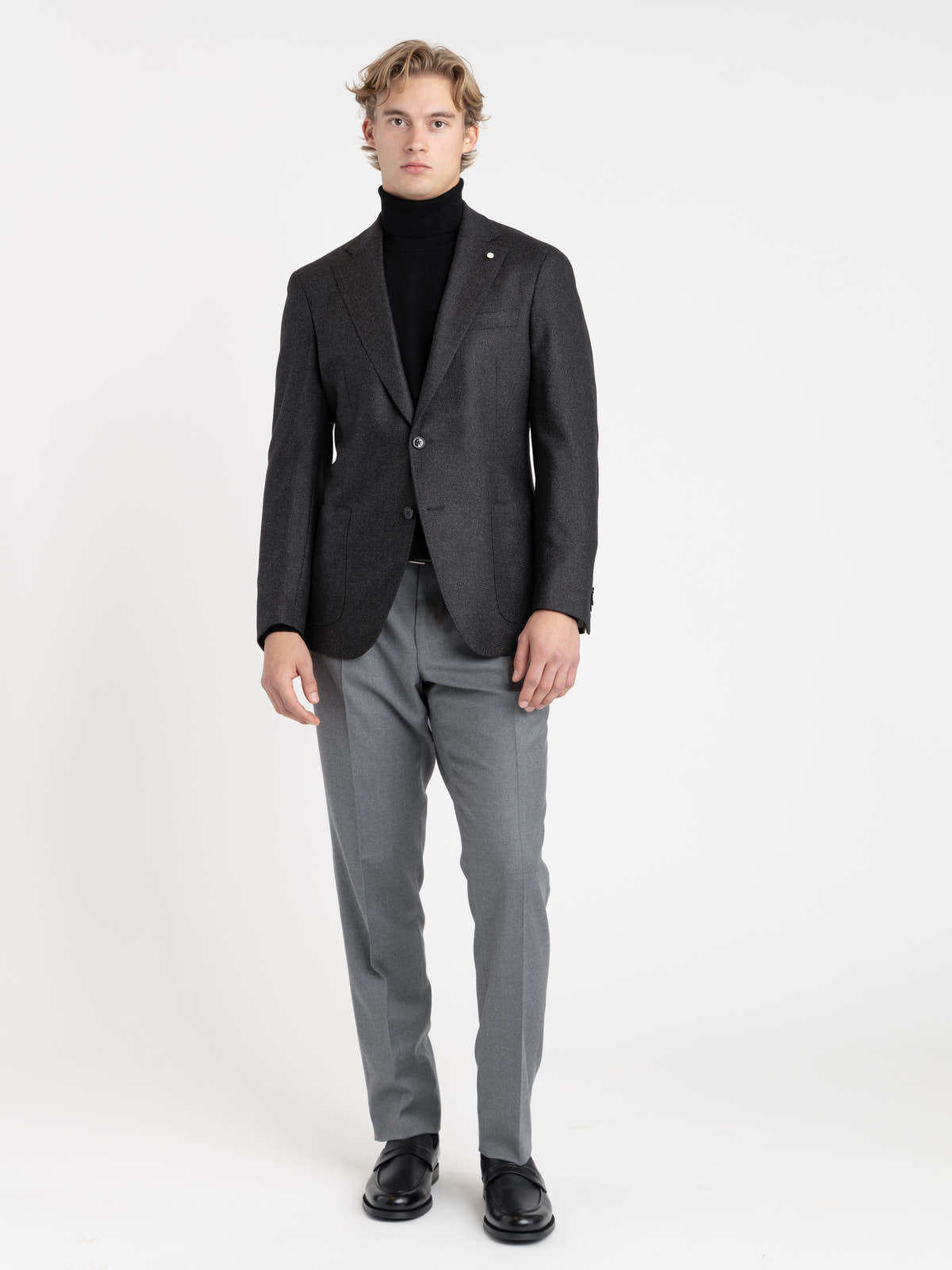 Black Wool-Silk Dream Tweed Sport Jacket