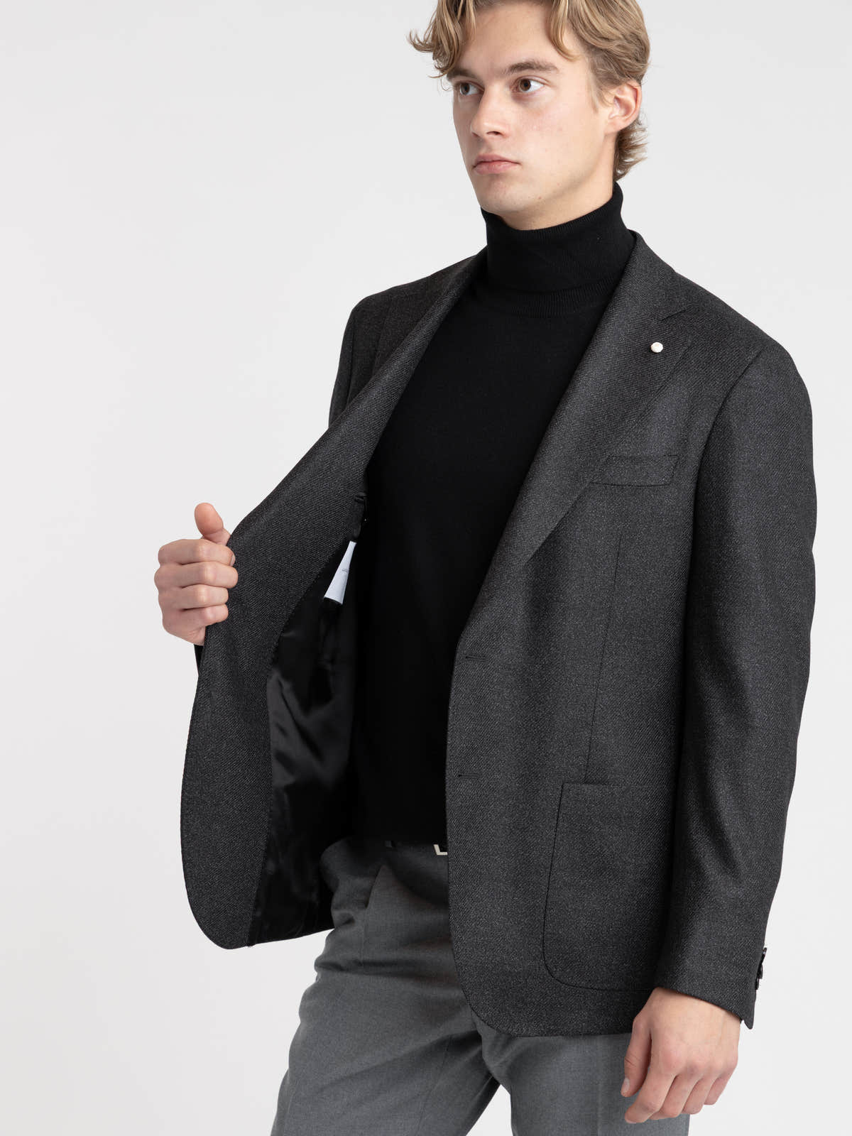 Black Wool-Silk Dream Tweed Sport Jacket