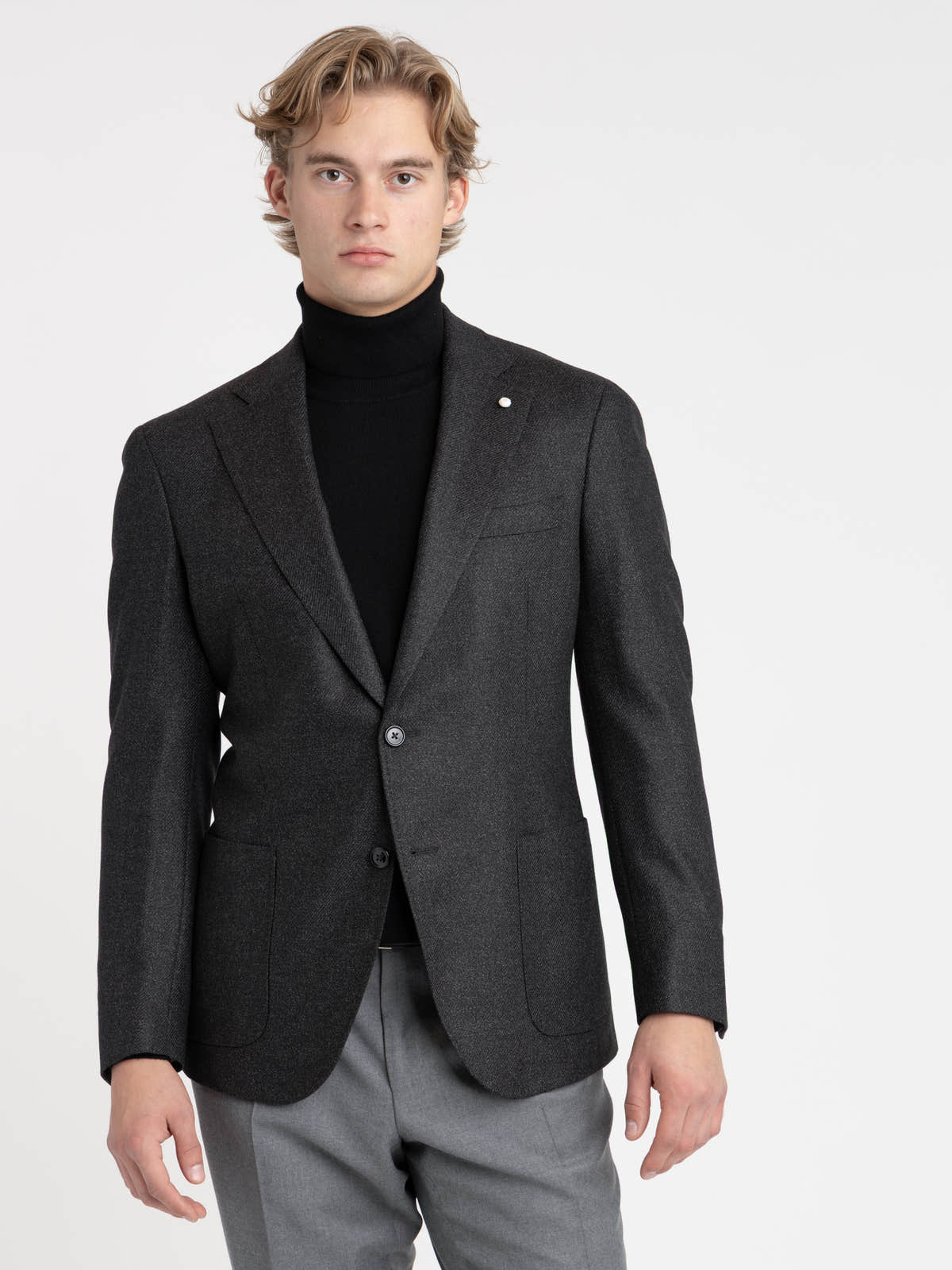 Black Wool-Silk Dream Tweed Sport Jacket