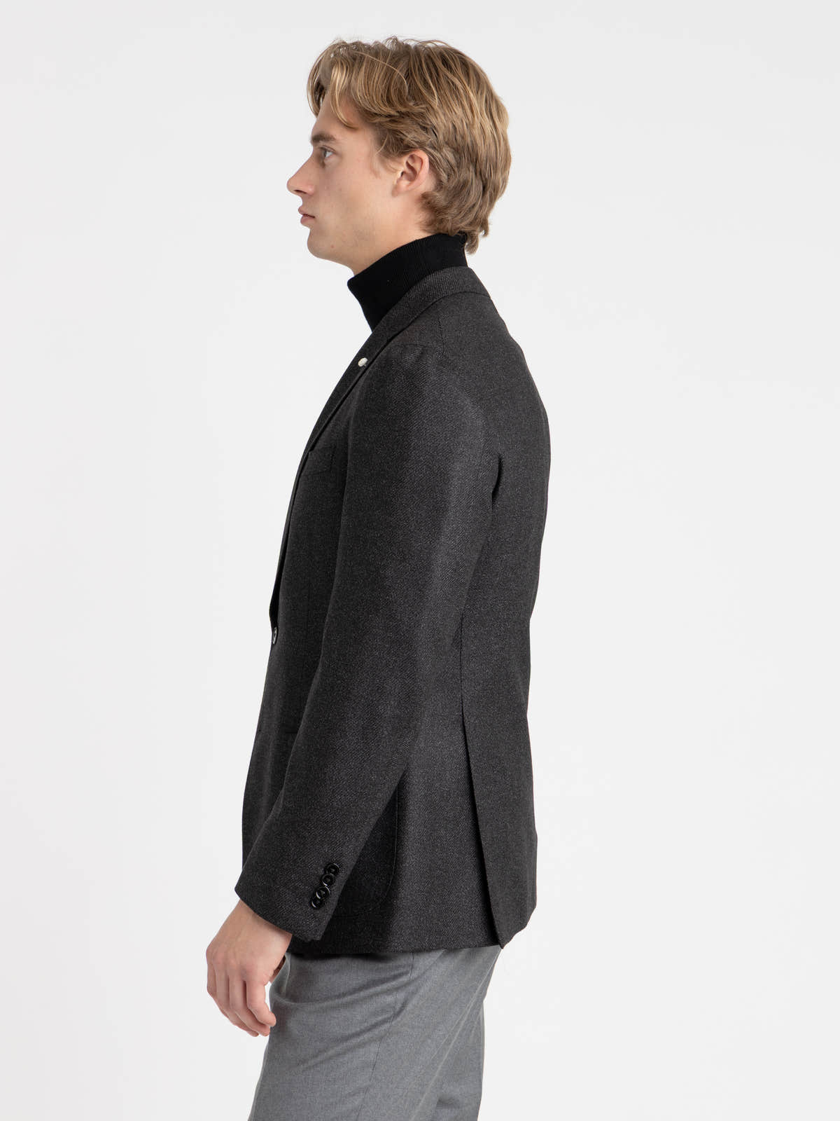 Black Wool-Silk Dream Tweed Sport Jacket