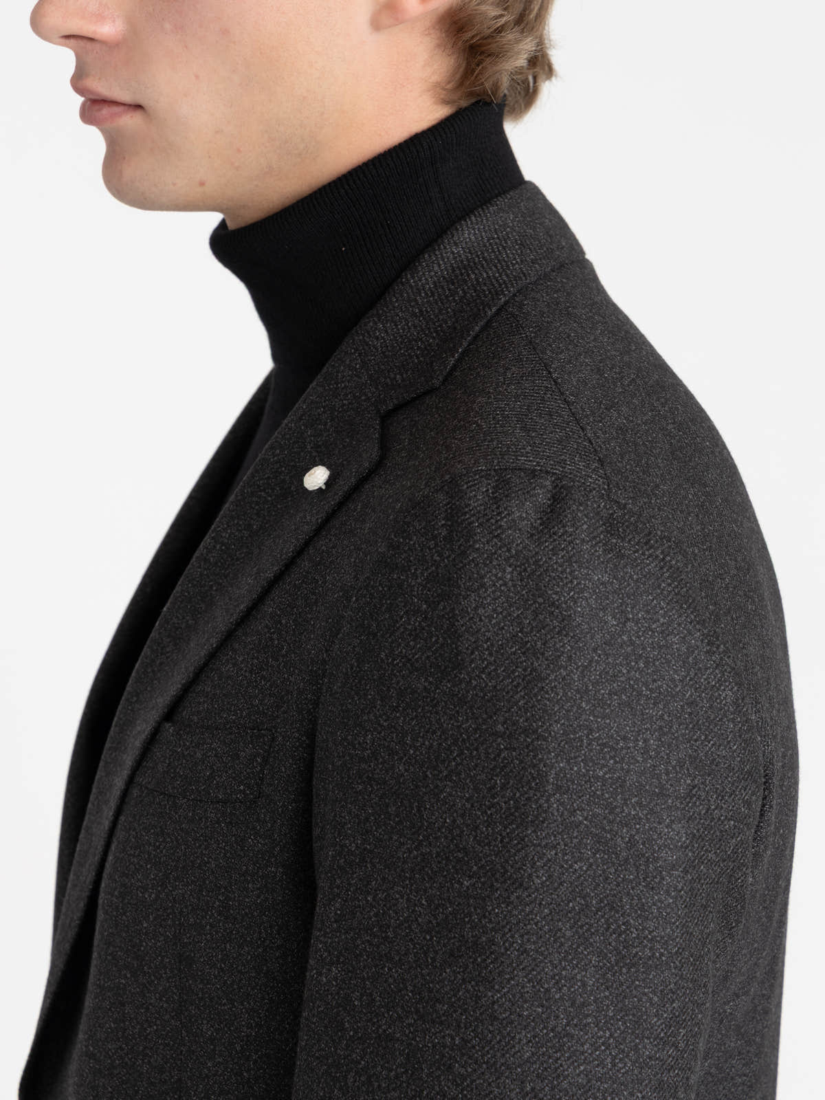 Black Wool-Silk Dream Tweed Sport Jacket