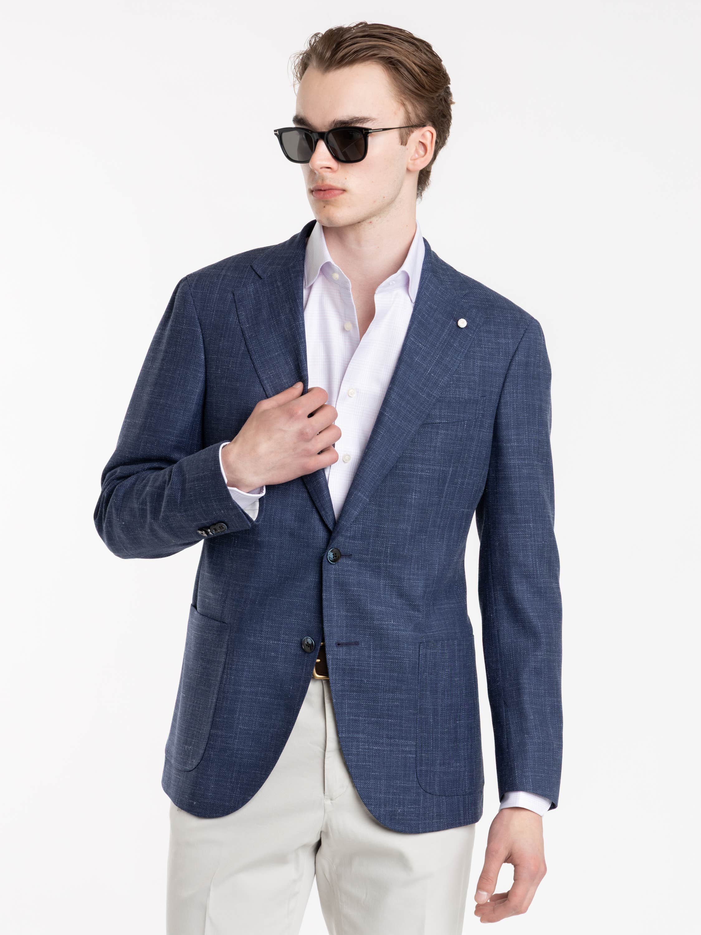Blue Mantova Wool, Silk & Linen Sport Jacket