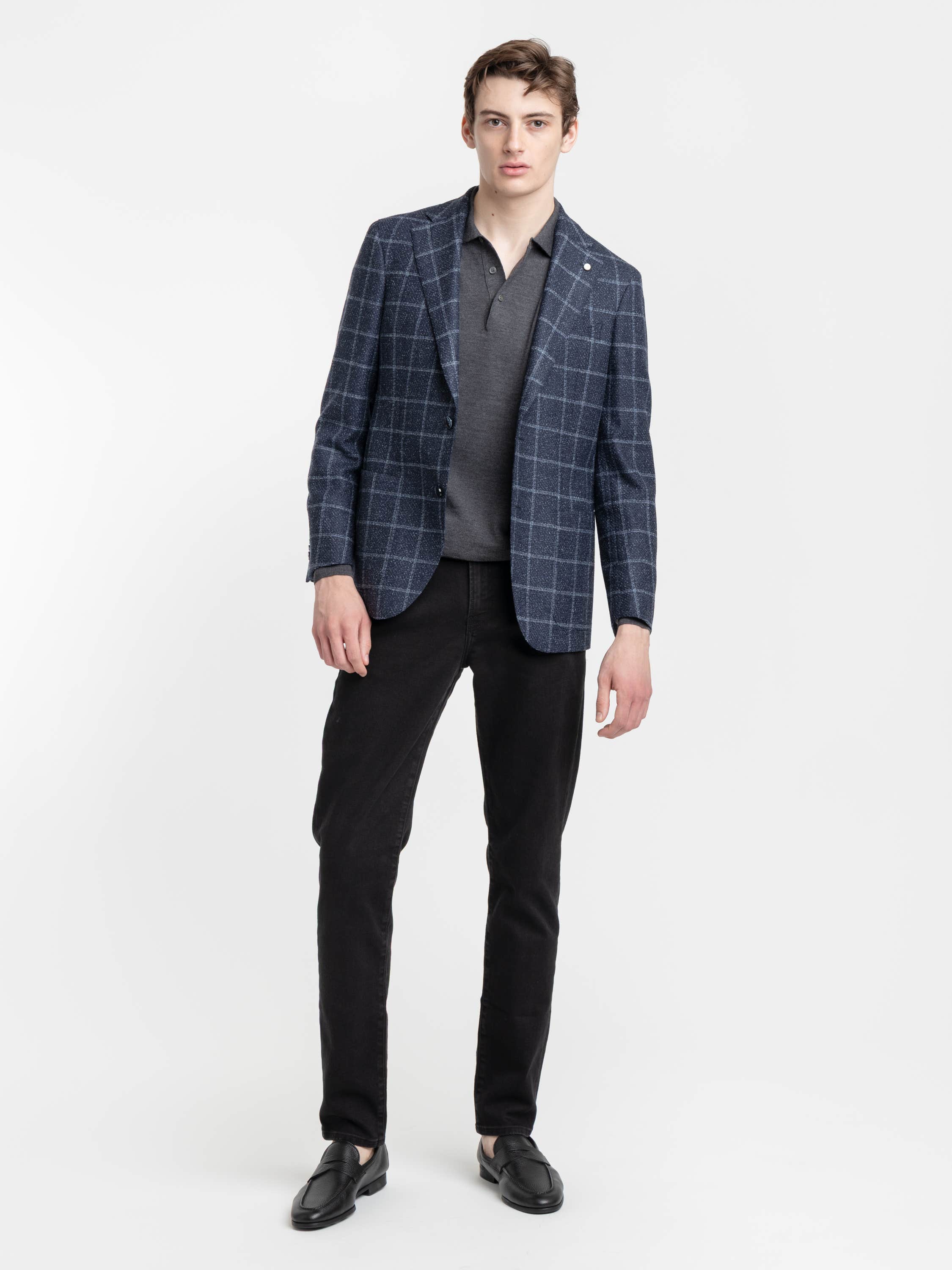 Blue Windowpane Wool-Blended Sport Jacket