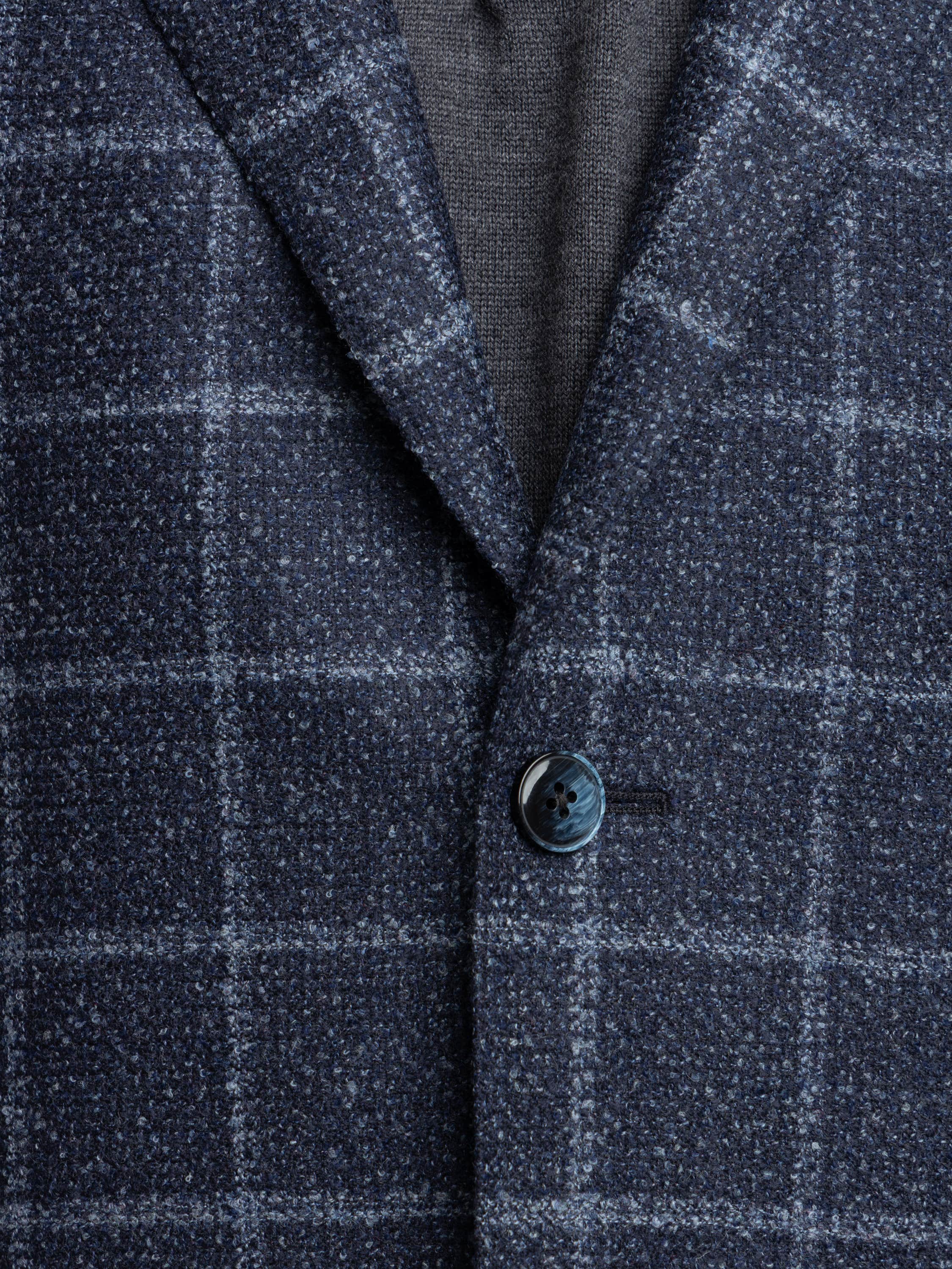 Blue Windowpane Wool-Blended Sport Jacket