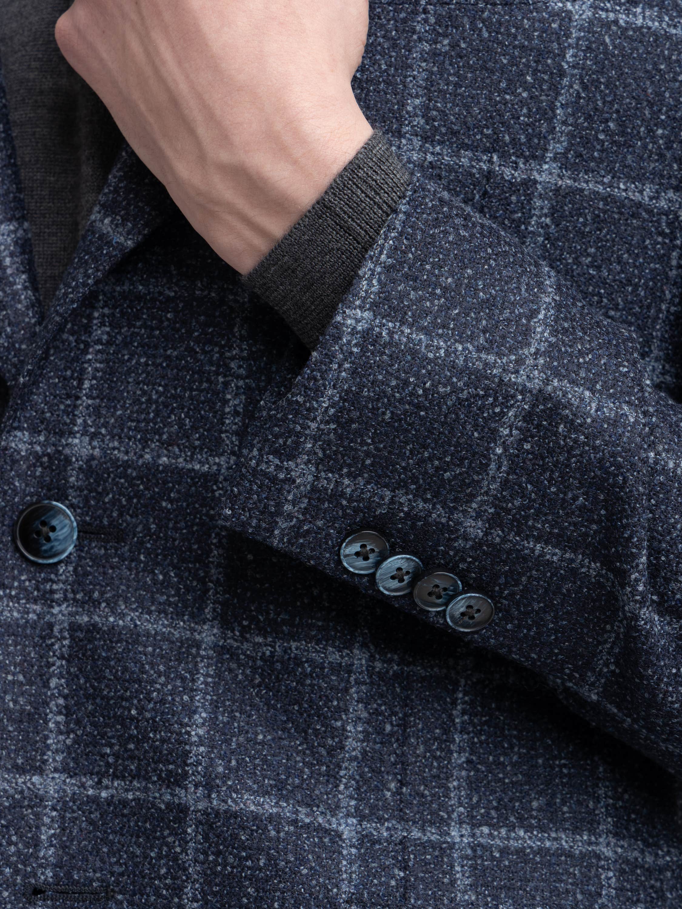 Blue Windowpane Wool-Blended Sport Jacket