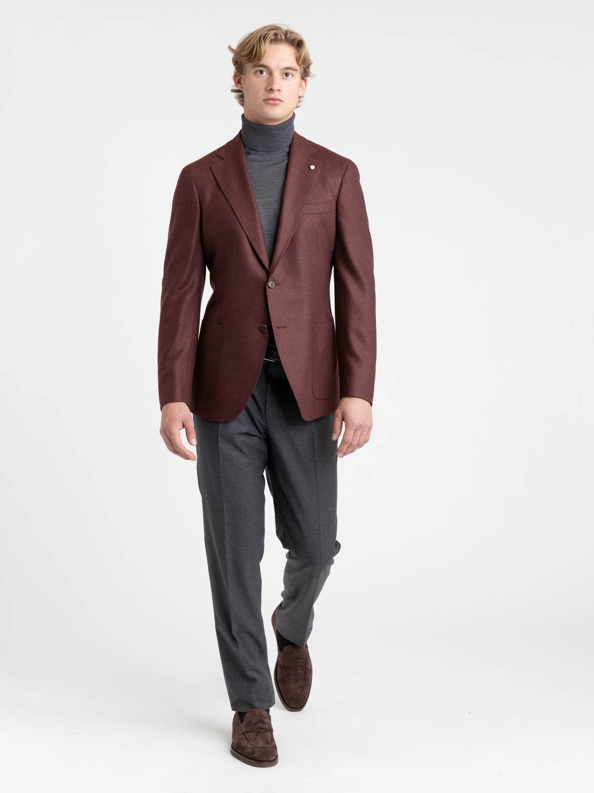 Burgundy Wool-Silk Dream Tweed Sport Jacket