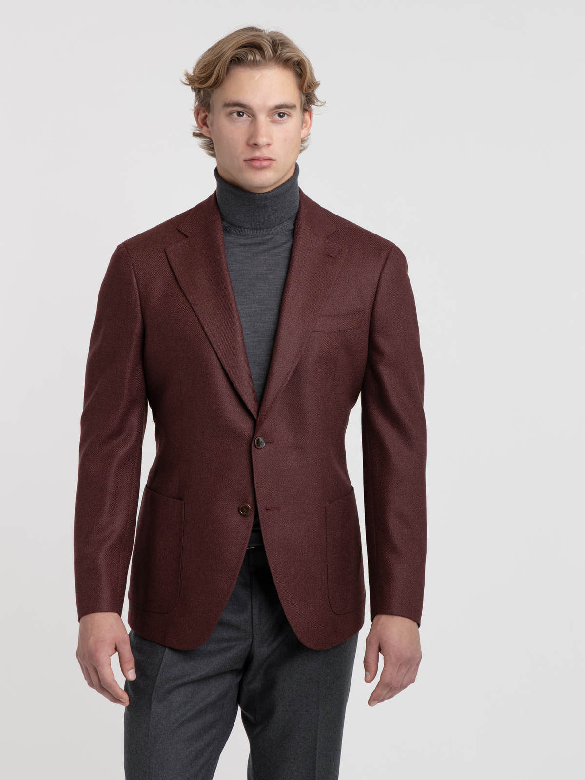 Burgundy Wool-Silk Dream Tweed Sport Jacket
