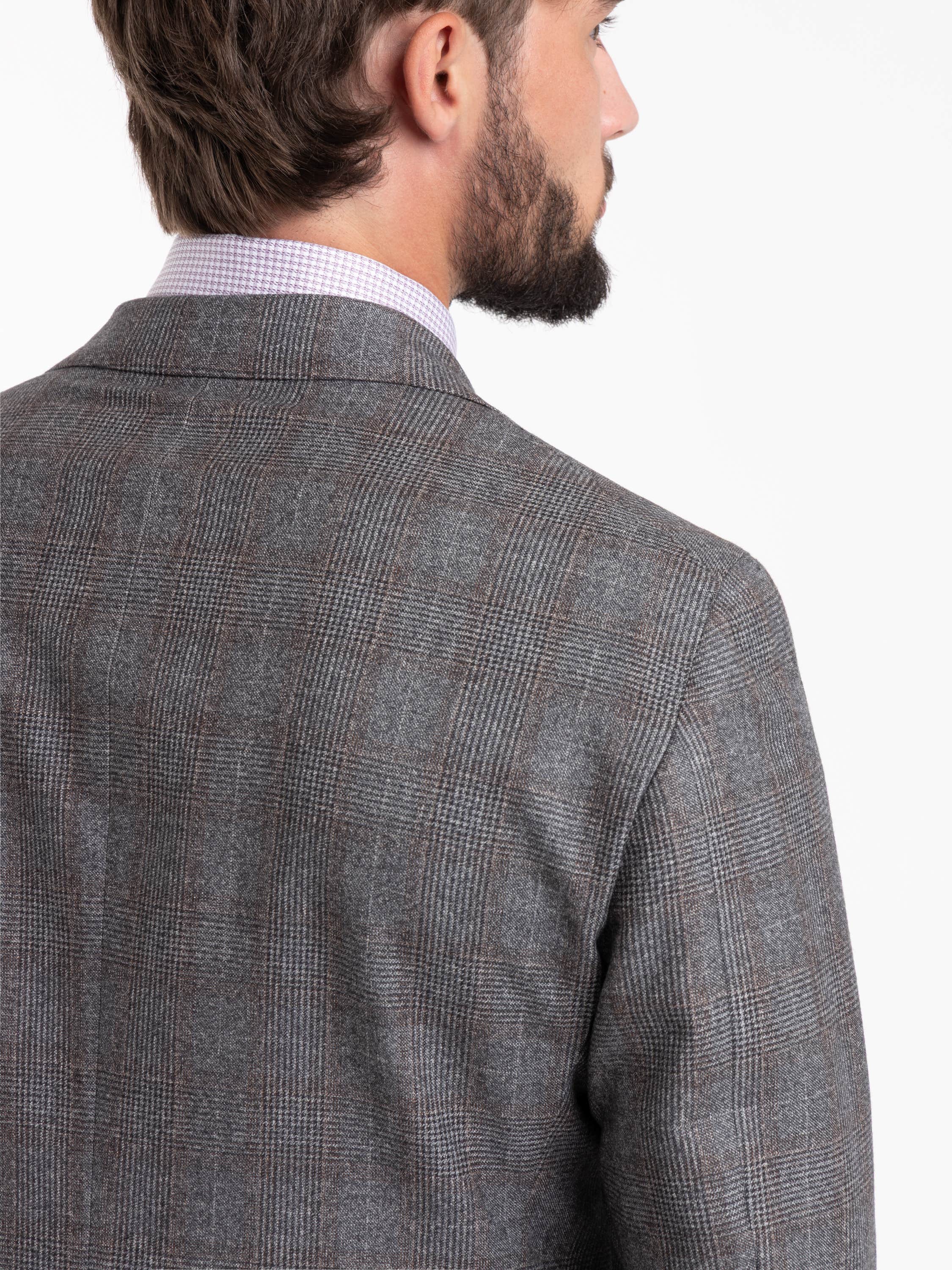 Grey Check Wool-Cotton Suit