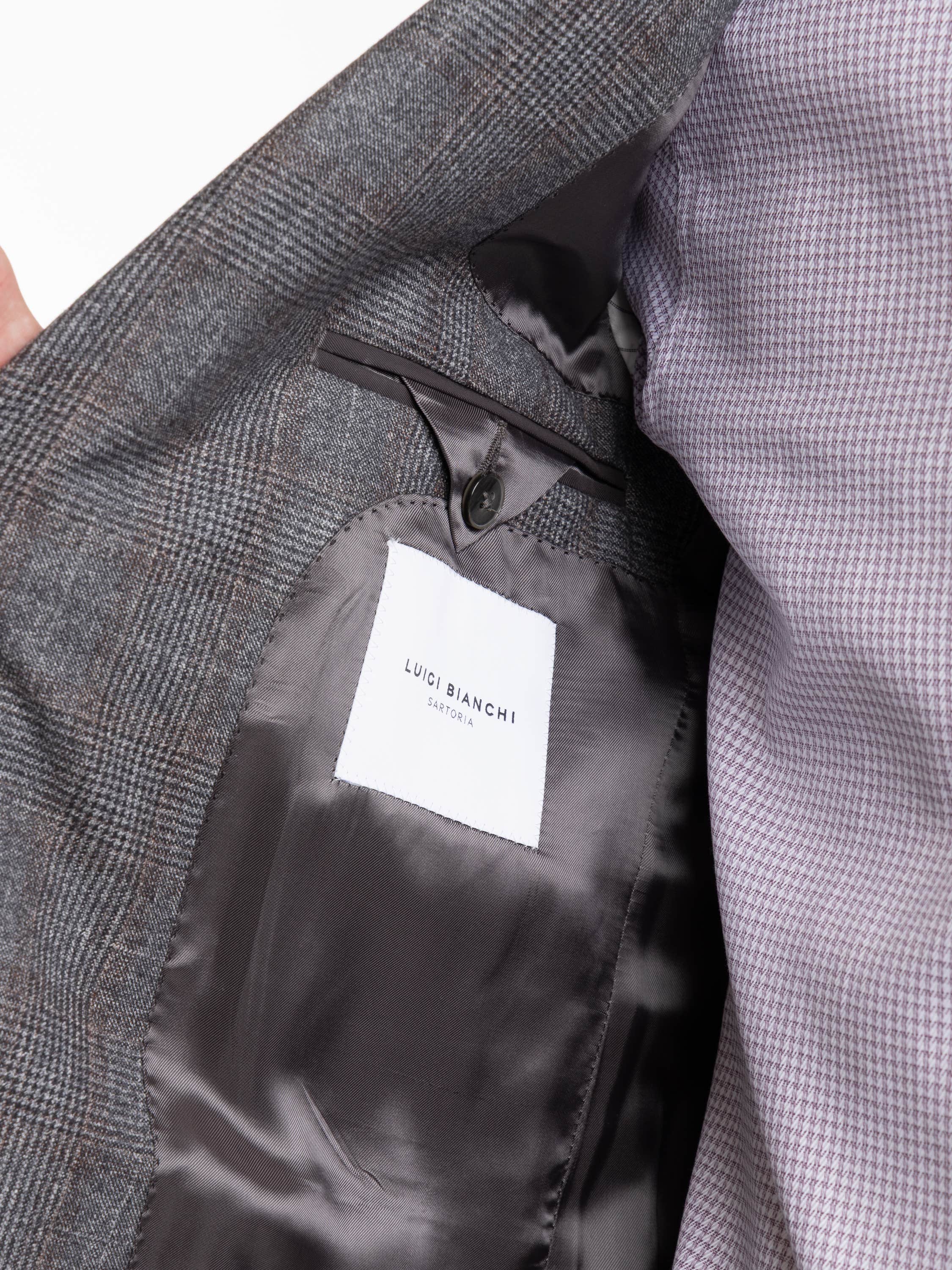 Grey Check Wool-Cotton Suit