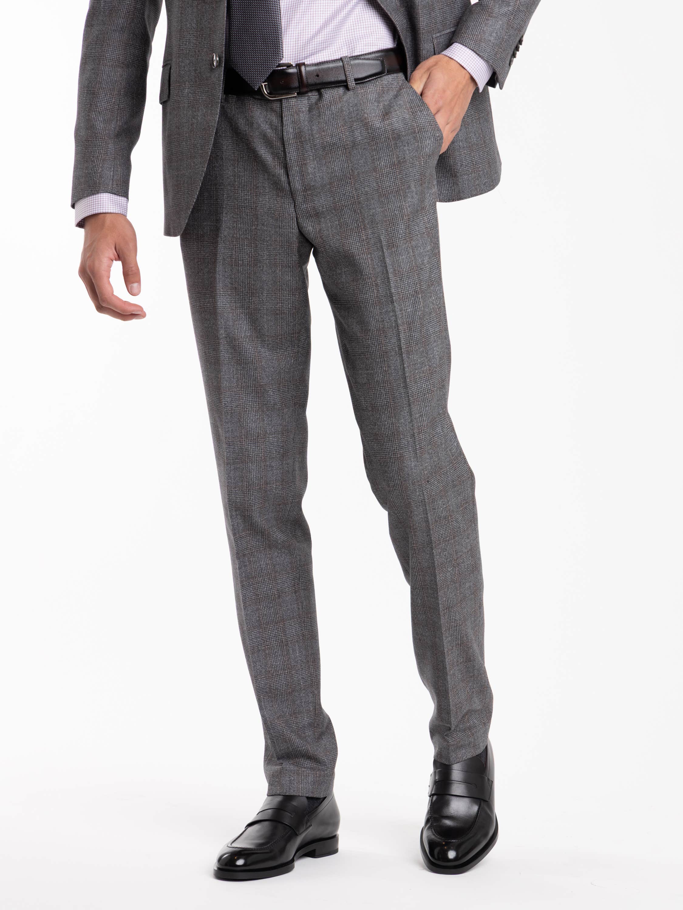 Grey Check Wool-Cotton Suit