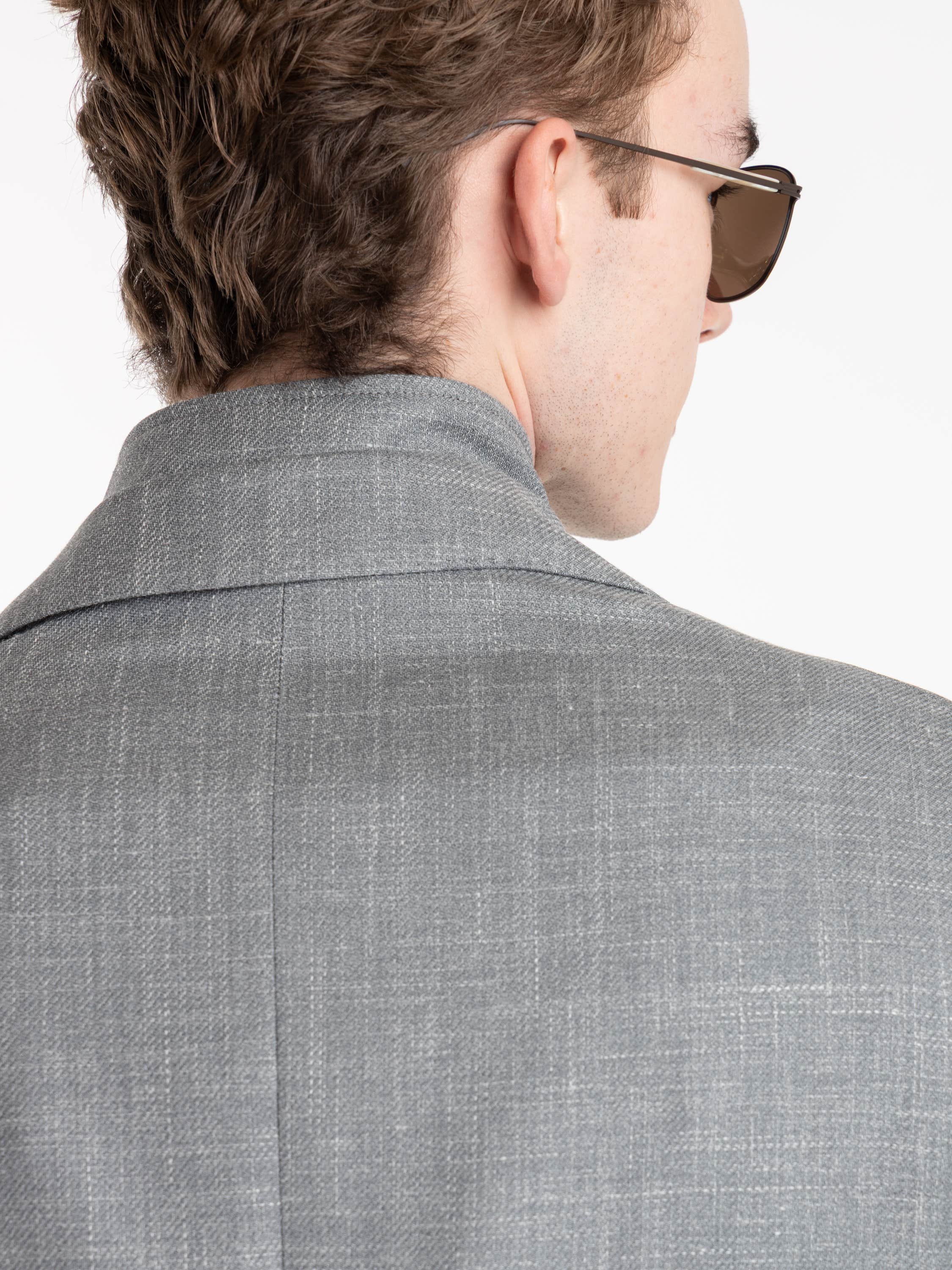 Grey Check Wool Hybrid Sport Jacket with Bib