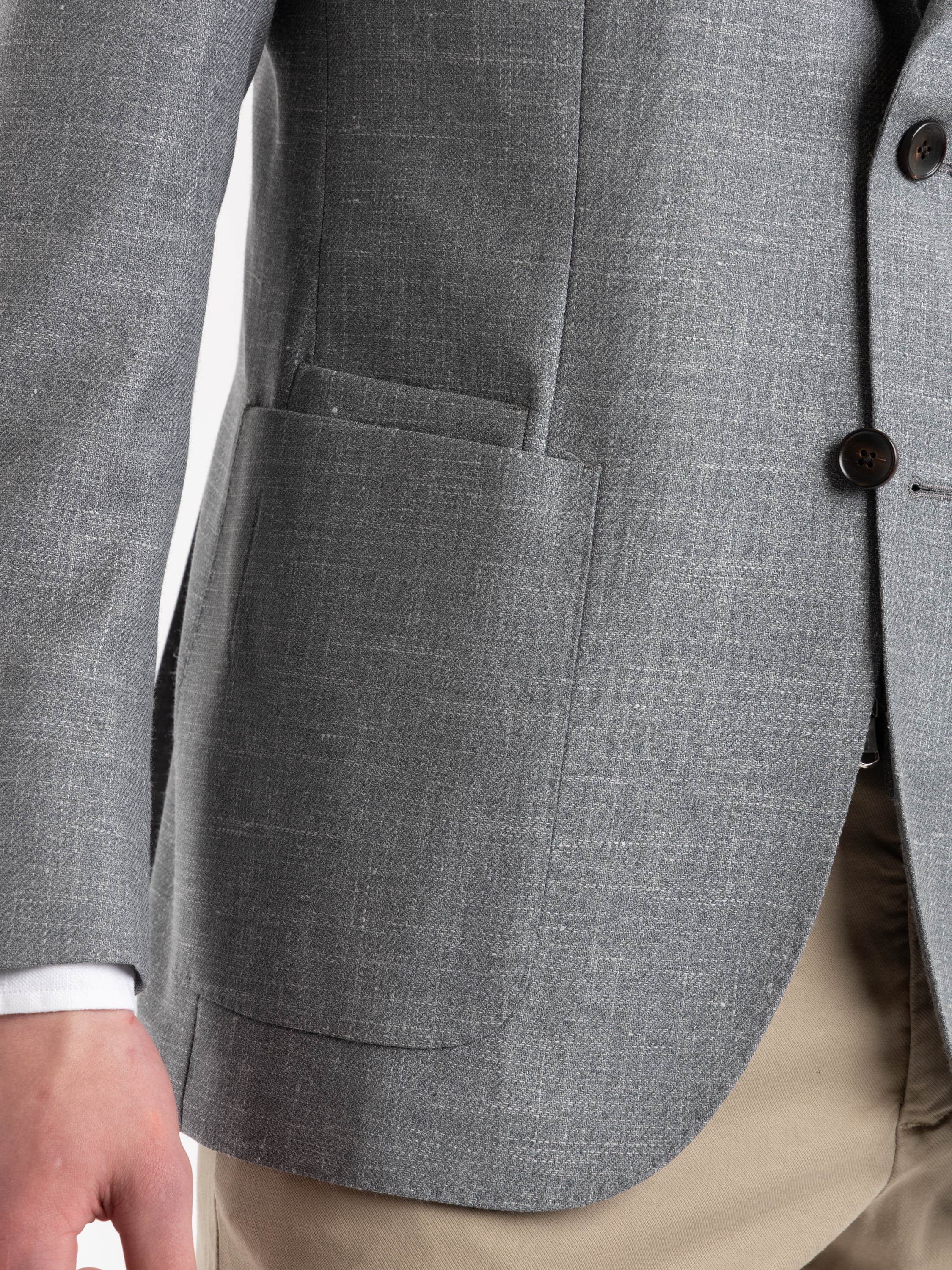 Grey Check Wool Hybrid Sport Jacket with Bib