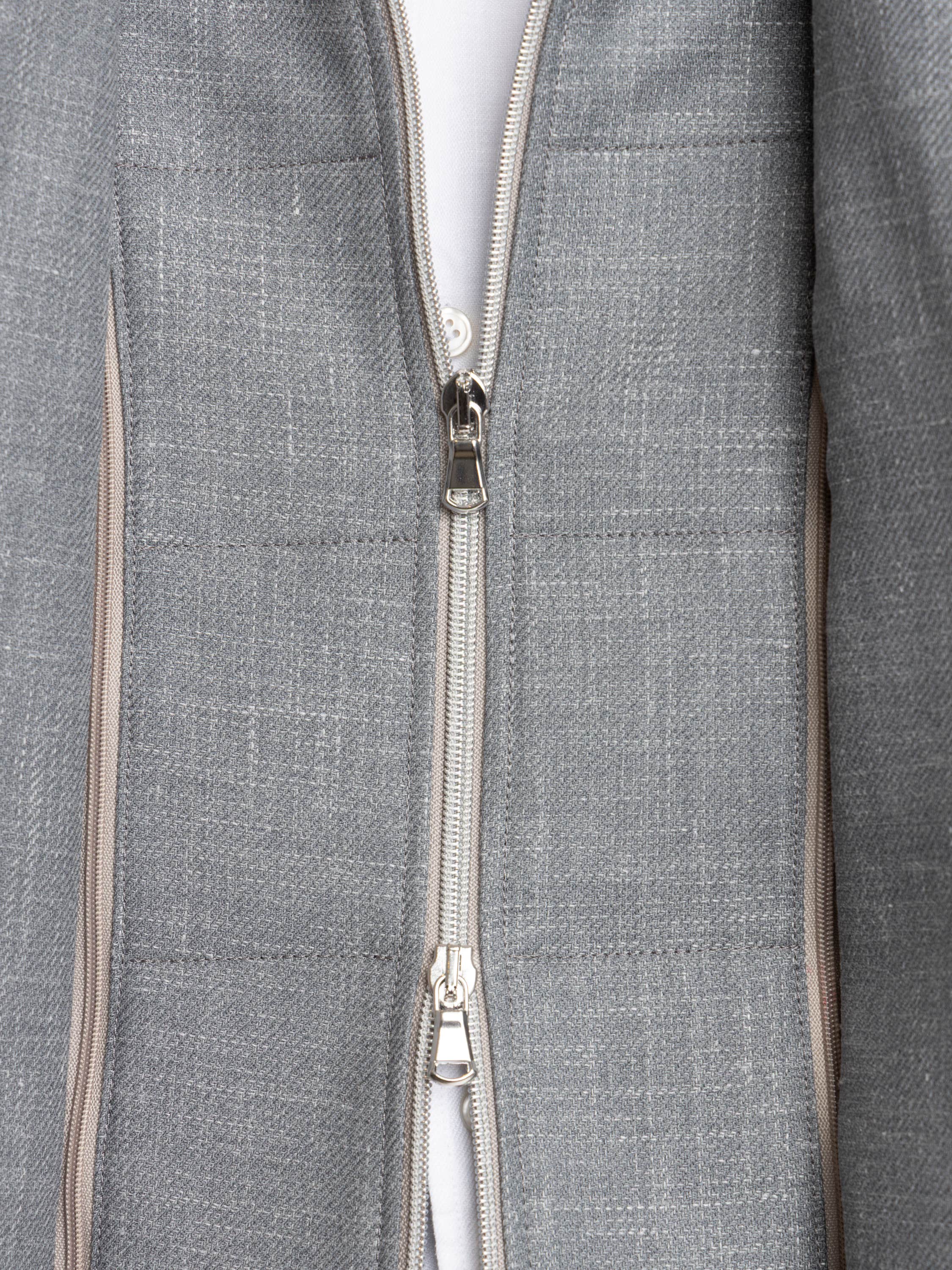 Grey Check Wool Hybrid Sport Jacket with Bib