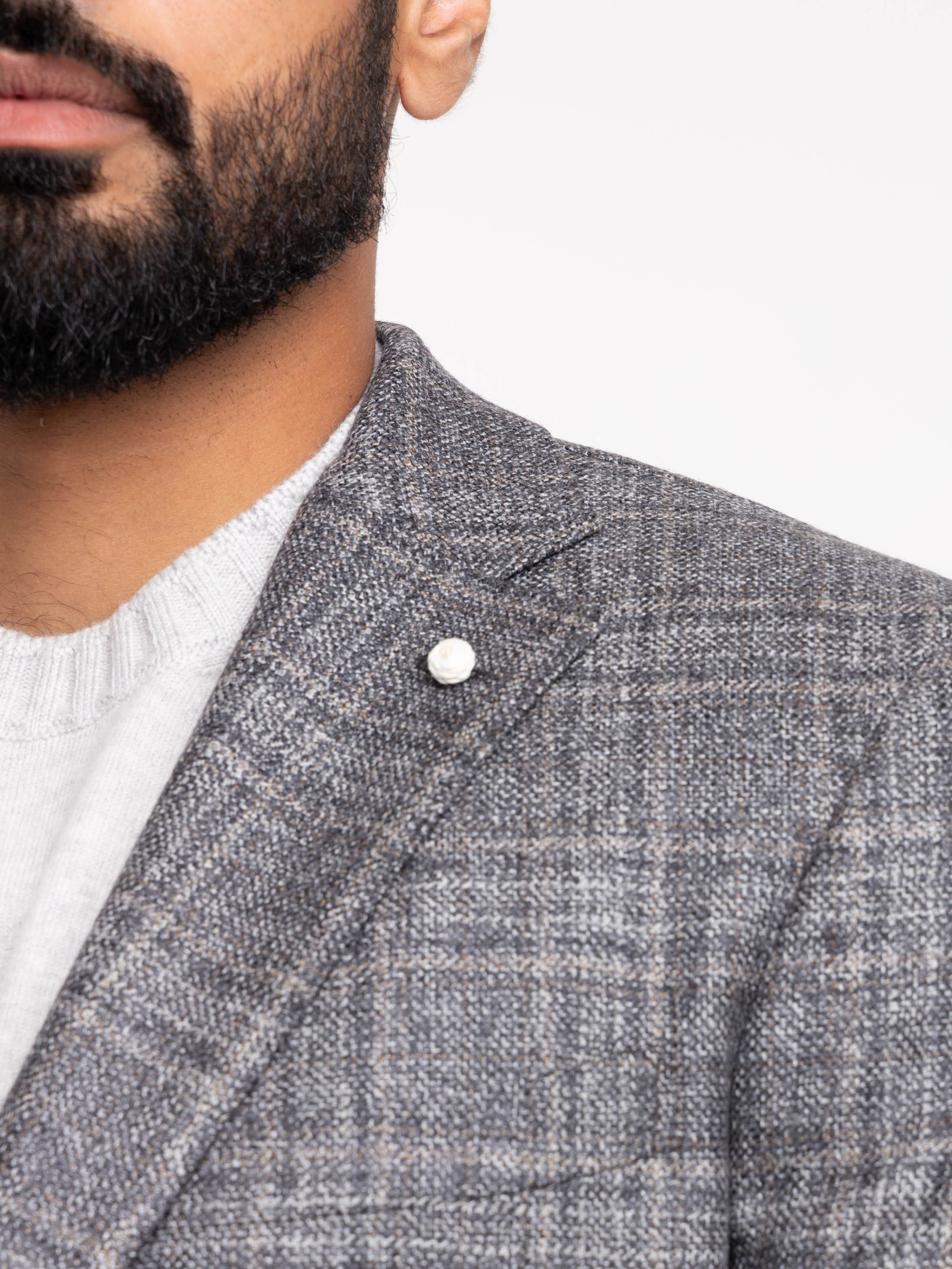 Grey Glen Check Wool-Cotton Sport Jacket