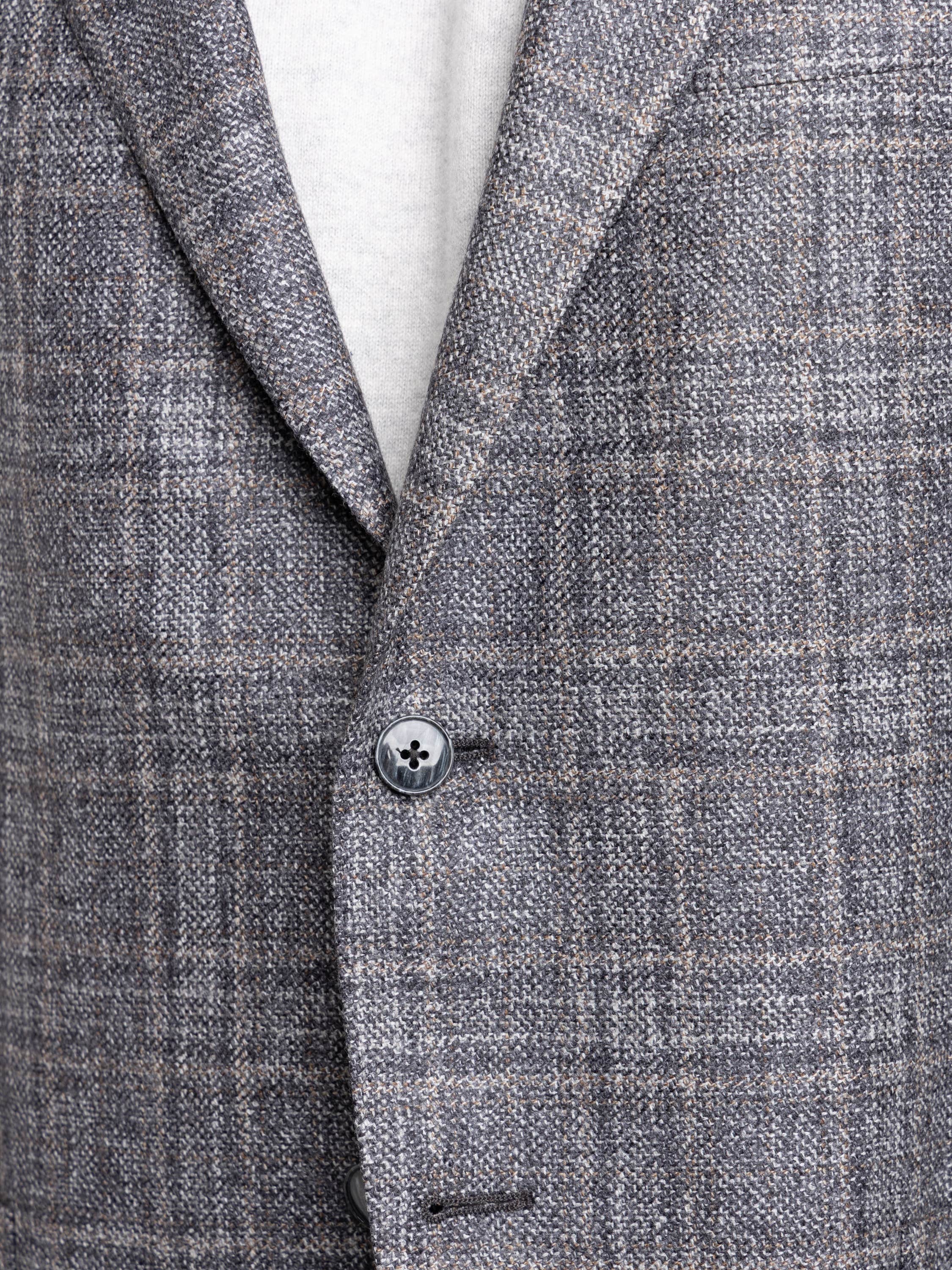 Grey Glen Check Wool-Cotton Sport Jacket