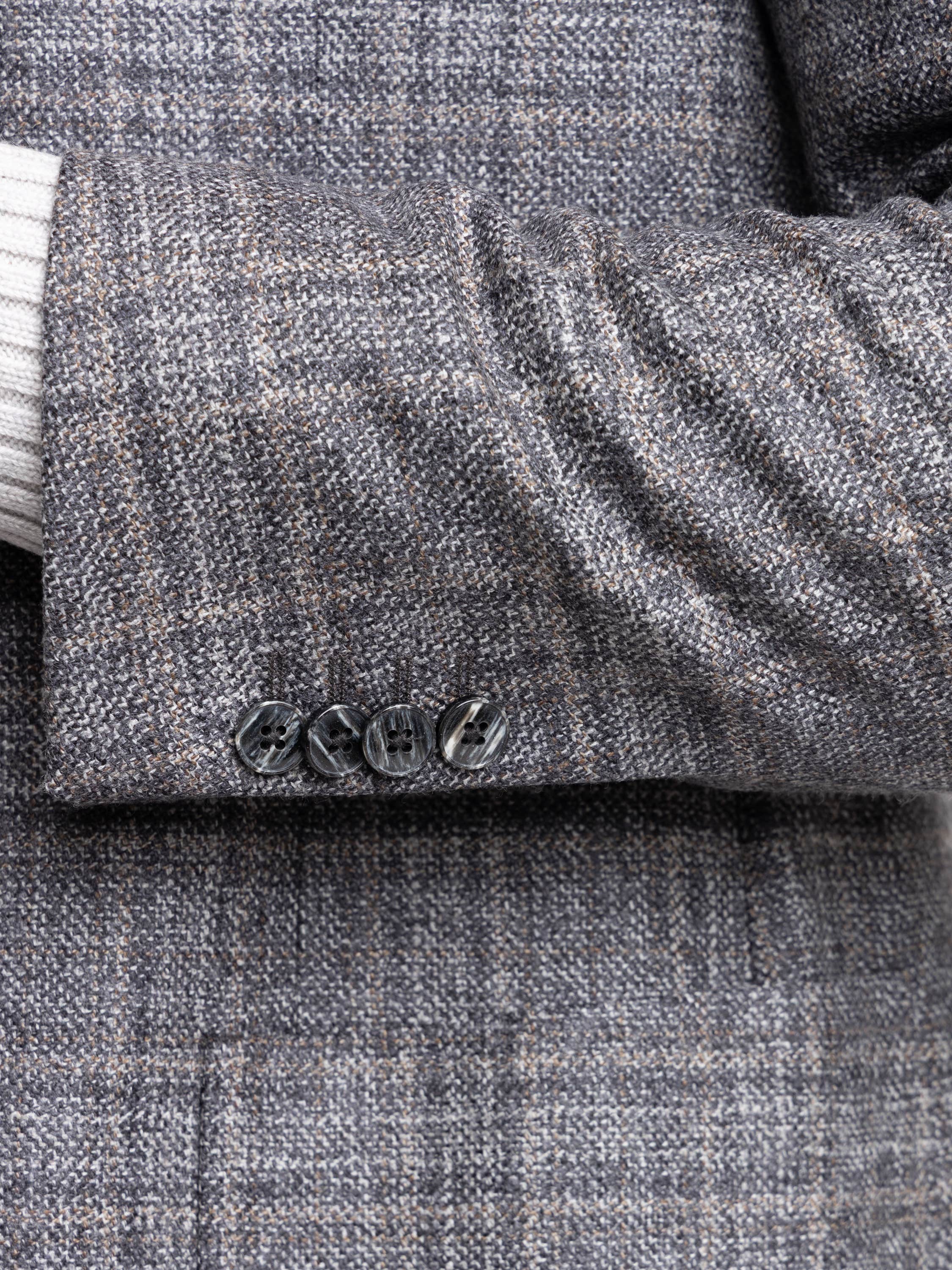 Grey Glen Check Wool-Cotton Sport Jacket