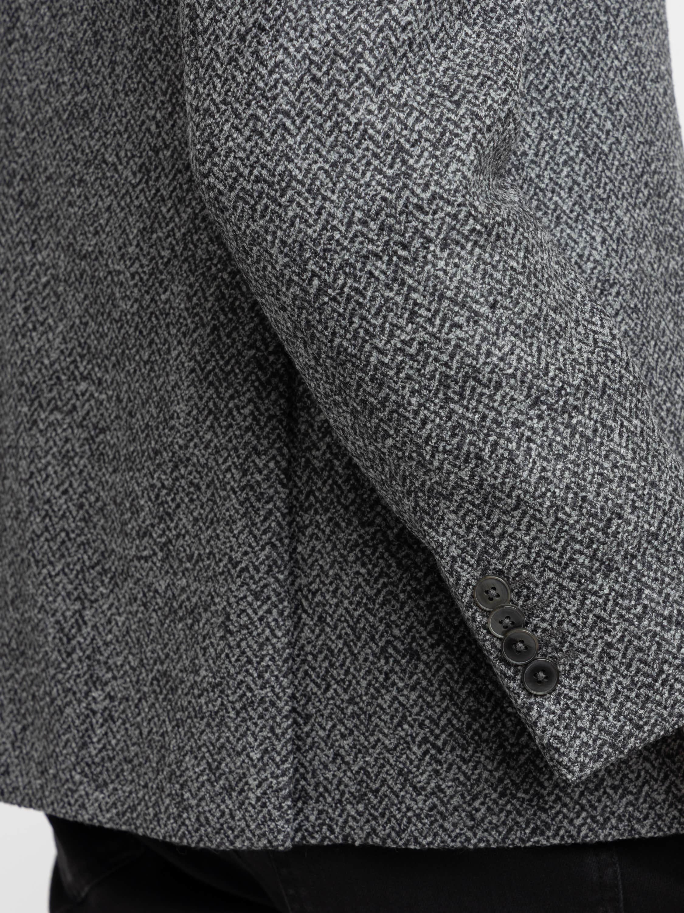Grey Herringbone Wool-Blended Sport Jacket