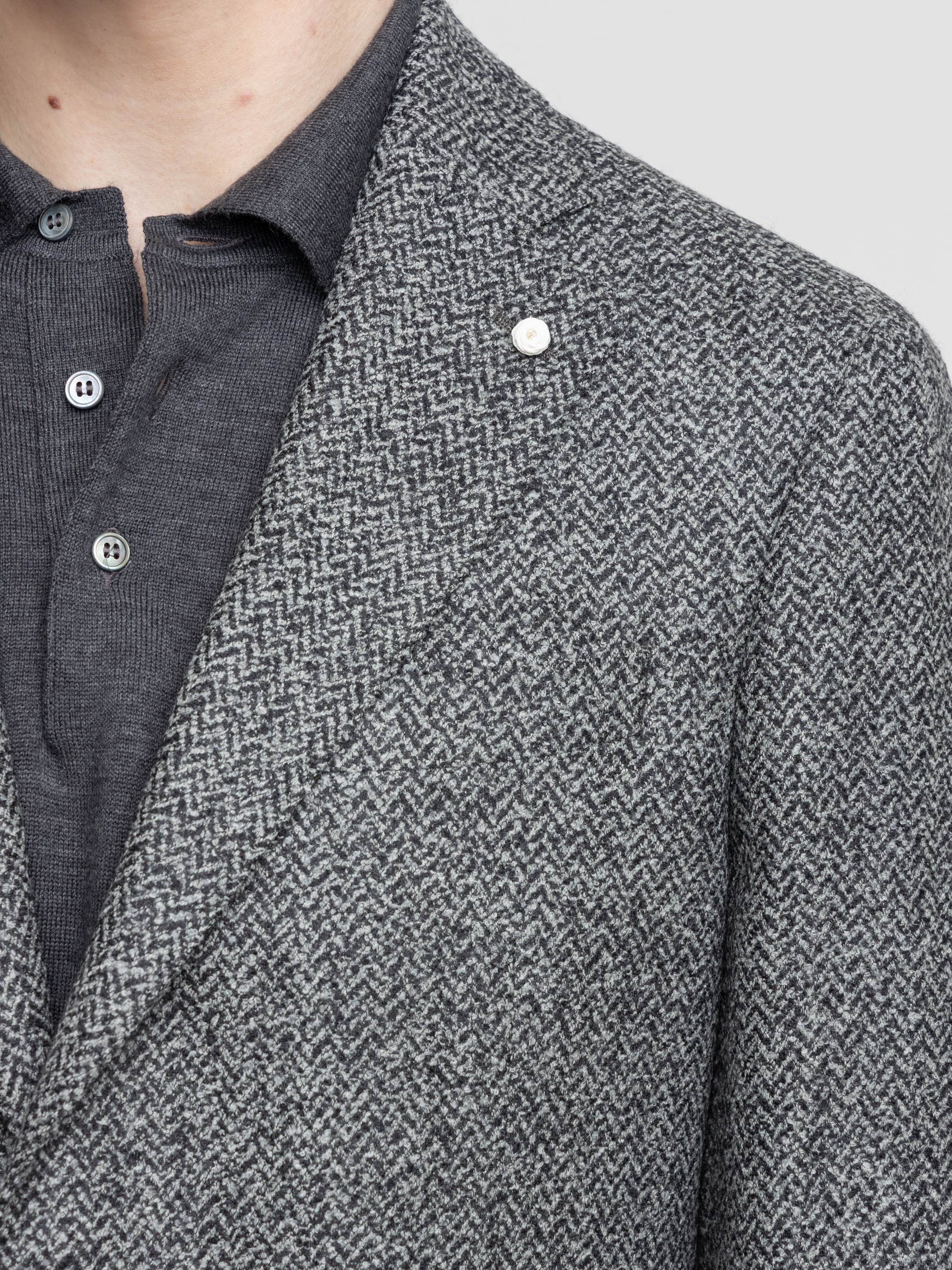 Grey Herringbone Wool-Blended Sport Jacket