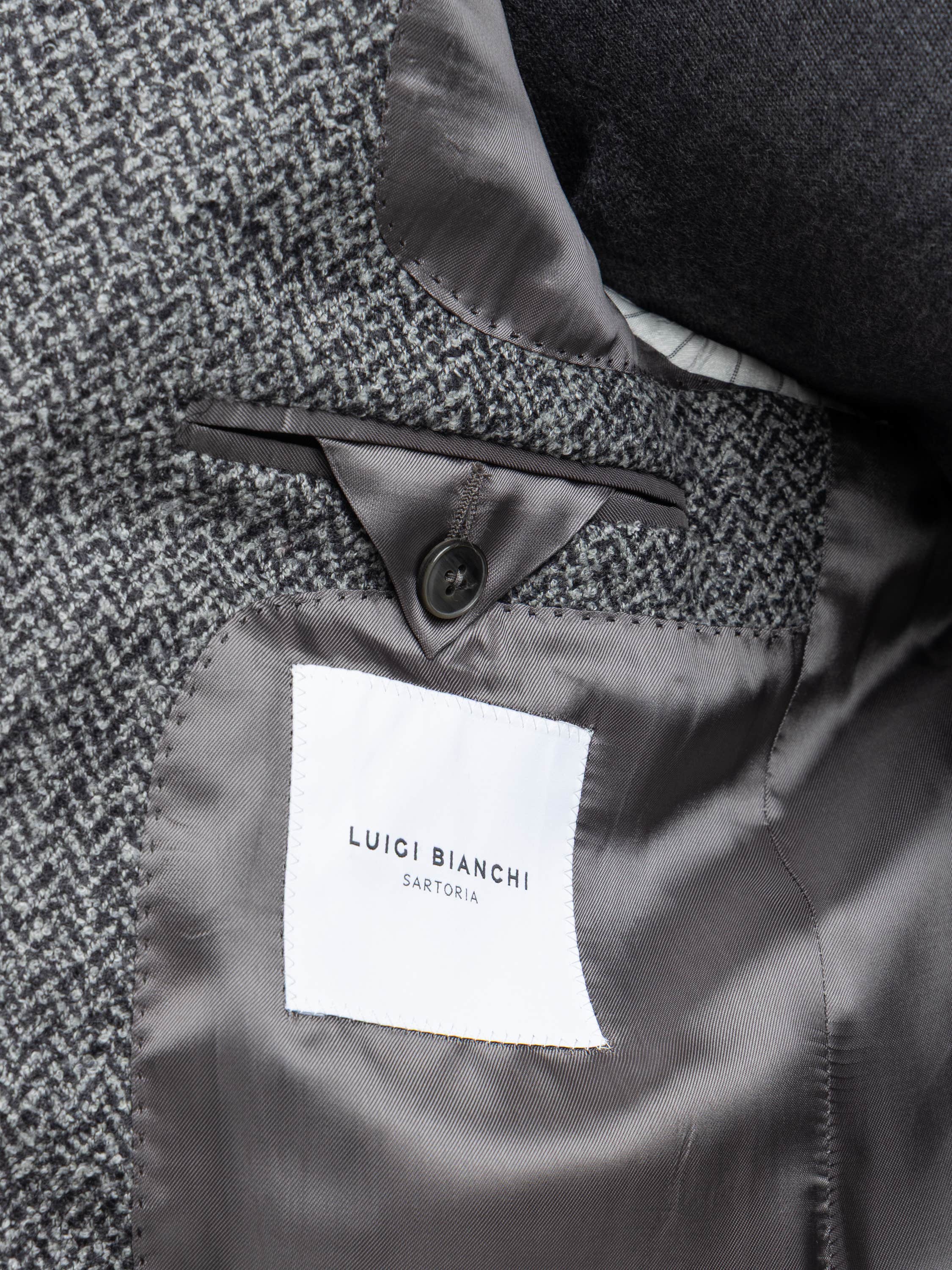 Grey Herringbone Wool-Blended Sport Jacket