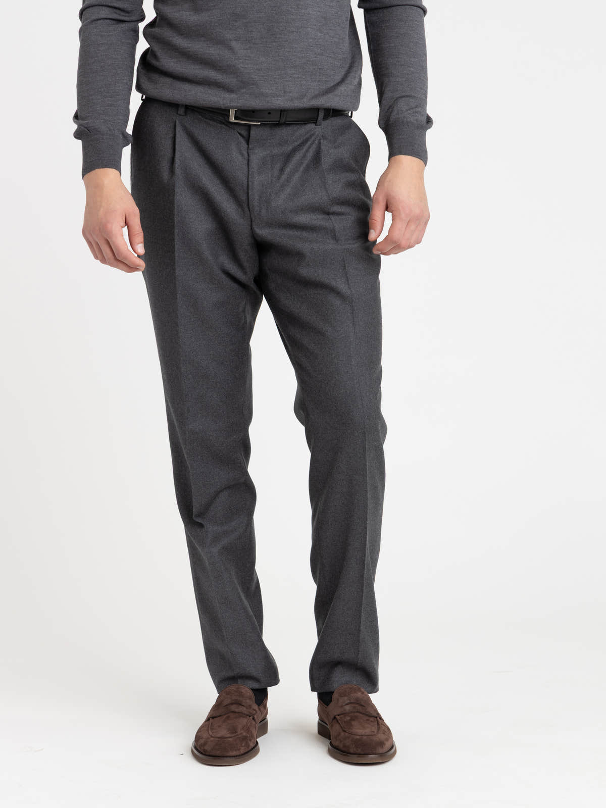 Grey Stretch Virgin Wool Trousers