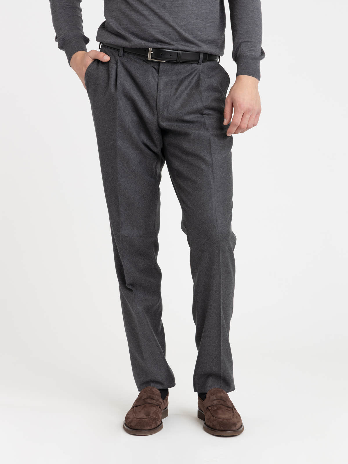 Grey Stretch Virgin Wool Trousers