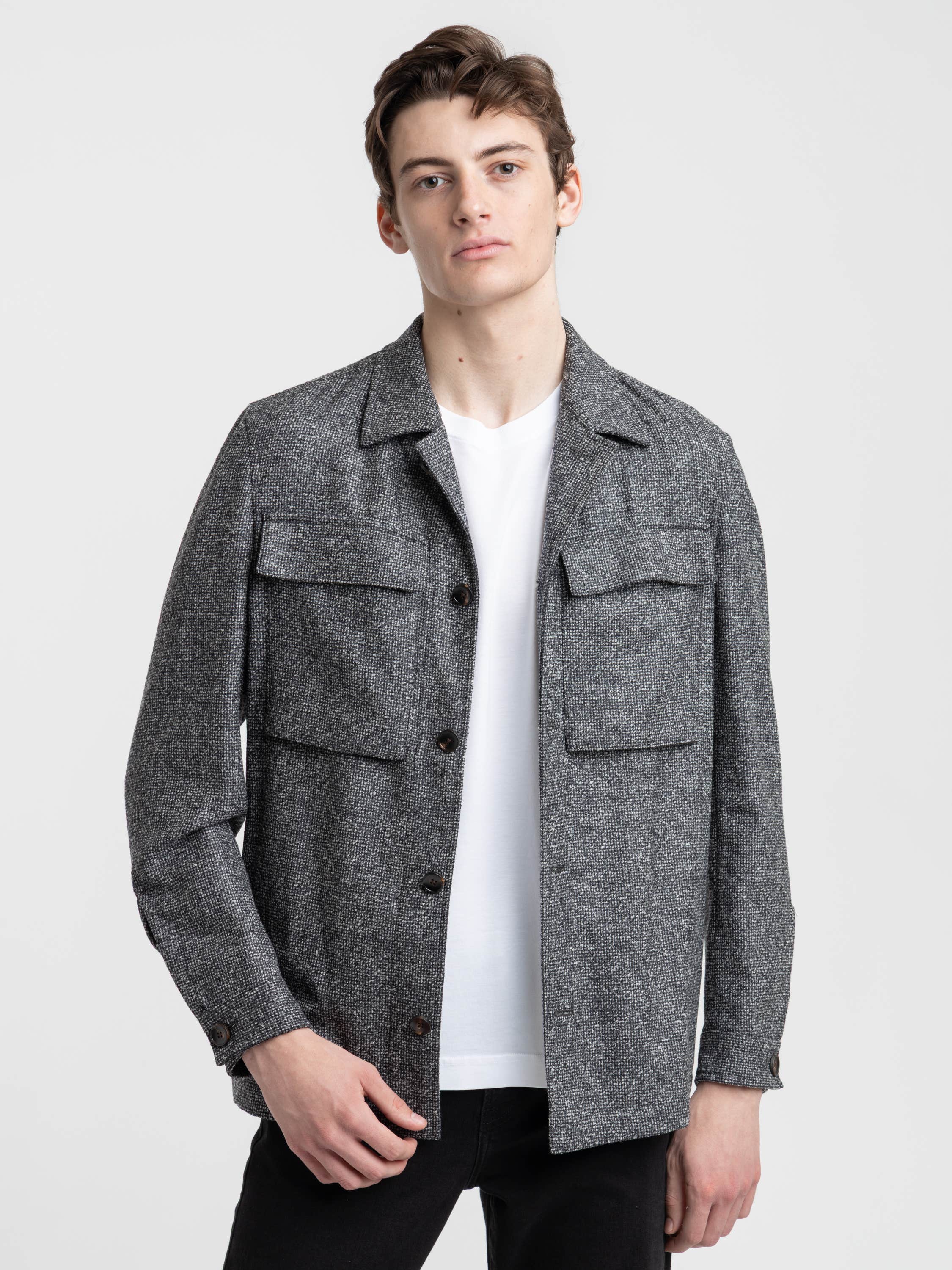 Microcheck Full Button Overshirt