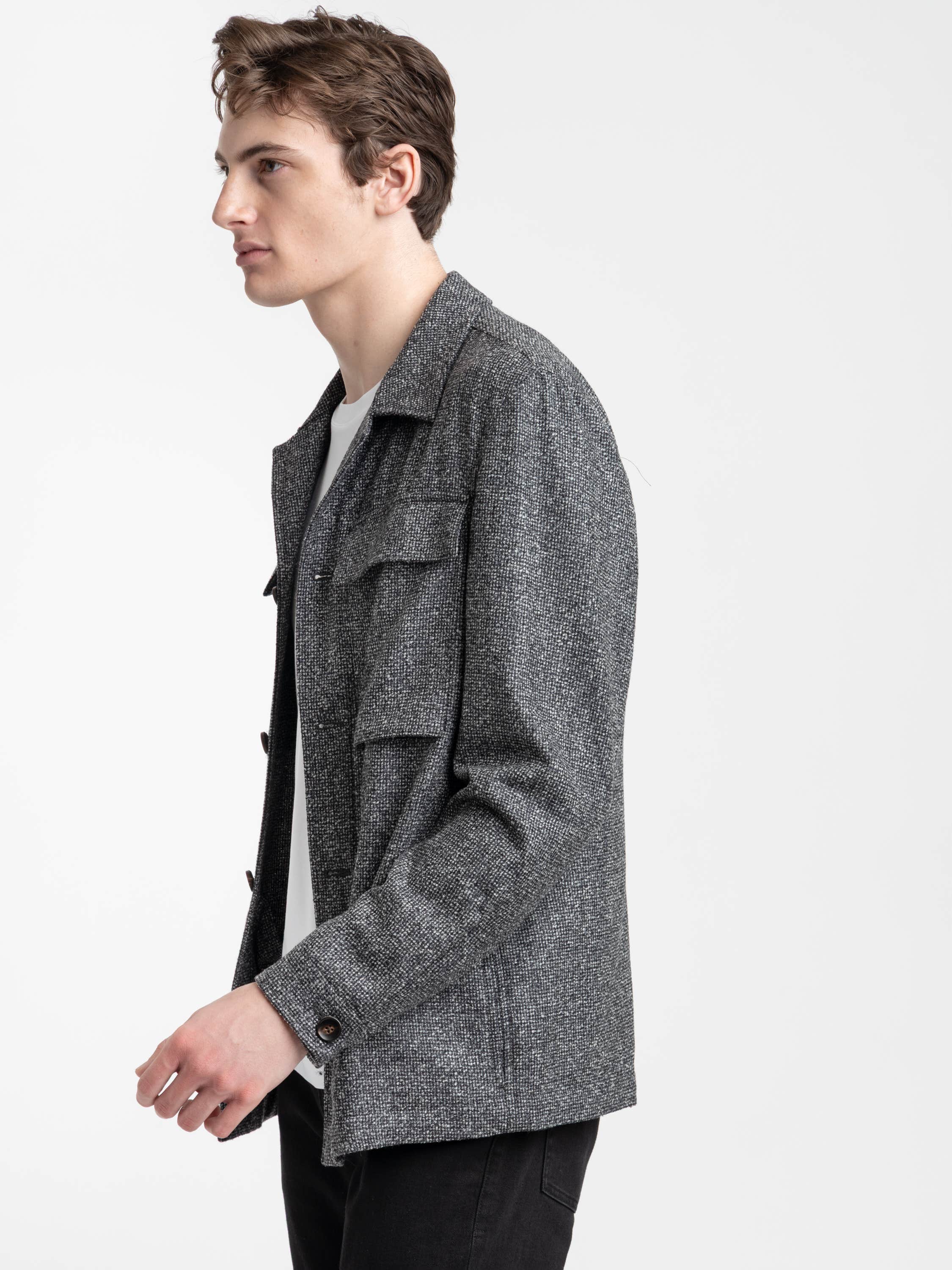 Microcheck Full Button Overshirt
