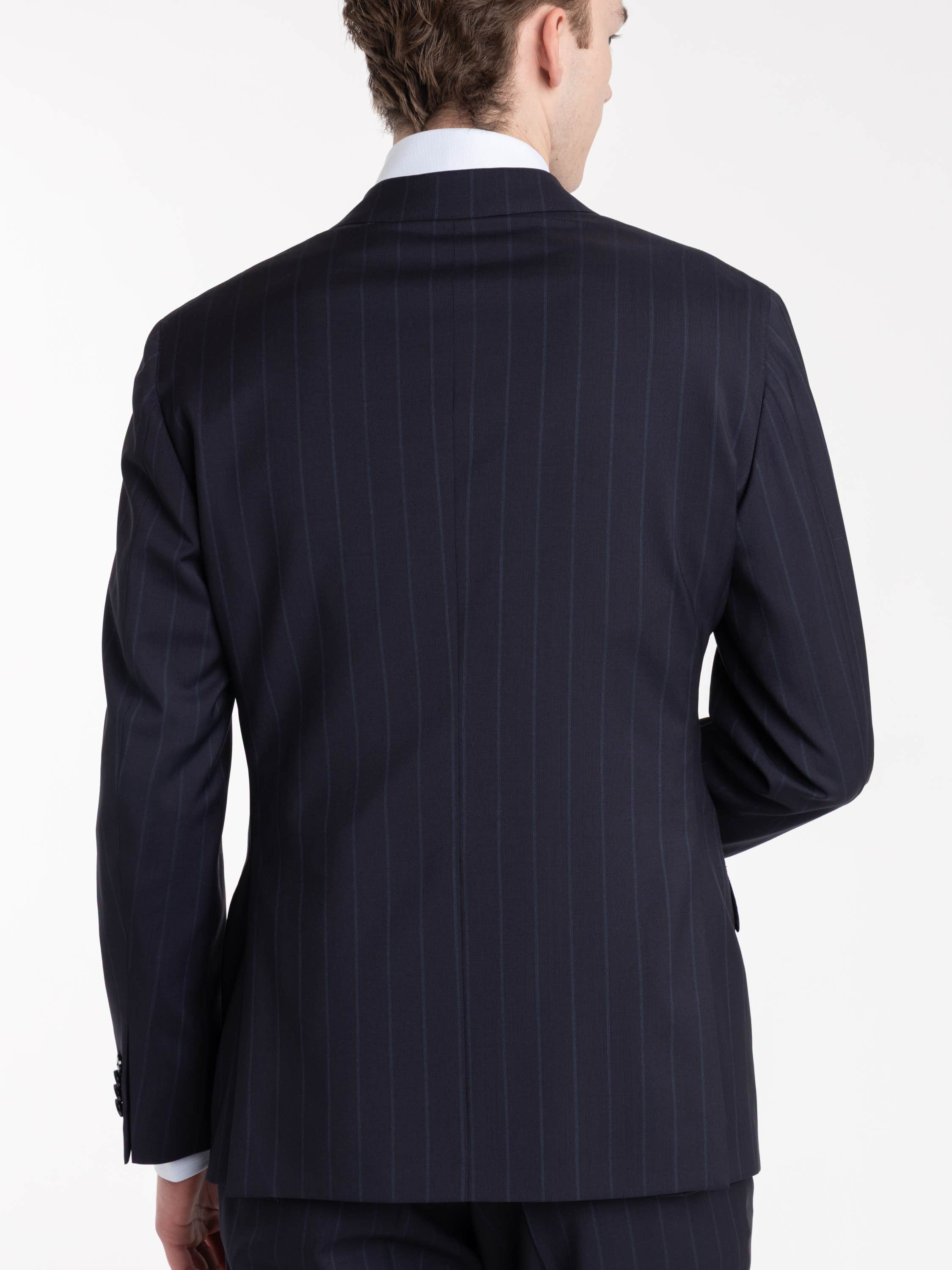 Navy Pinstripe-Pattern Suit