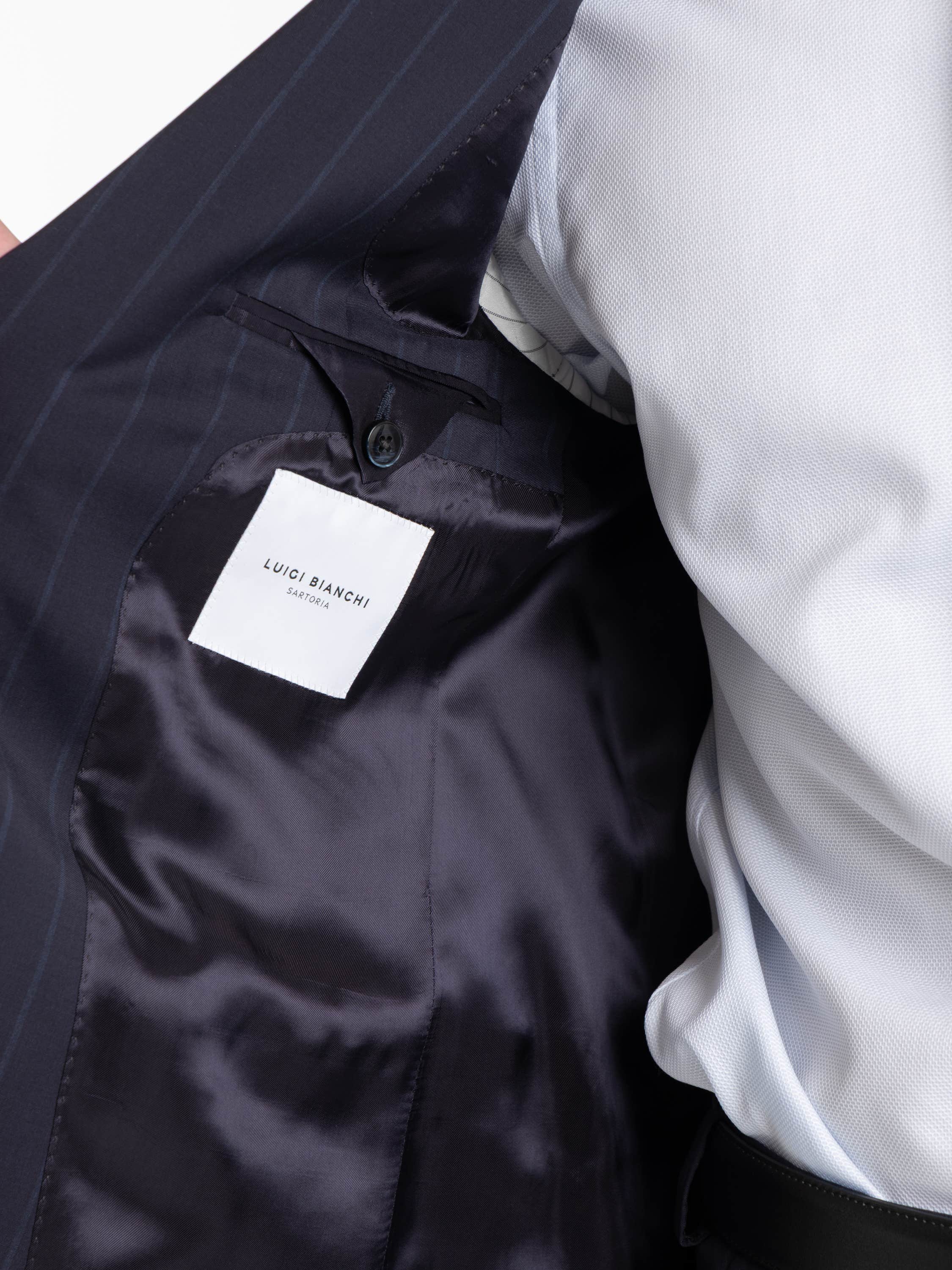 Navy Pinstripe-Pattern Suit