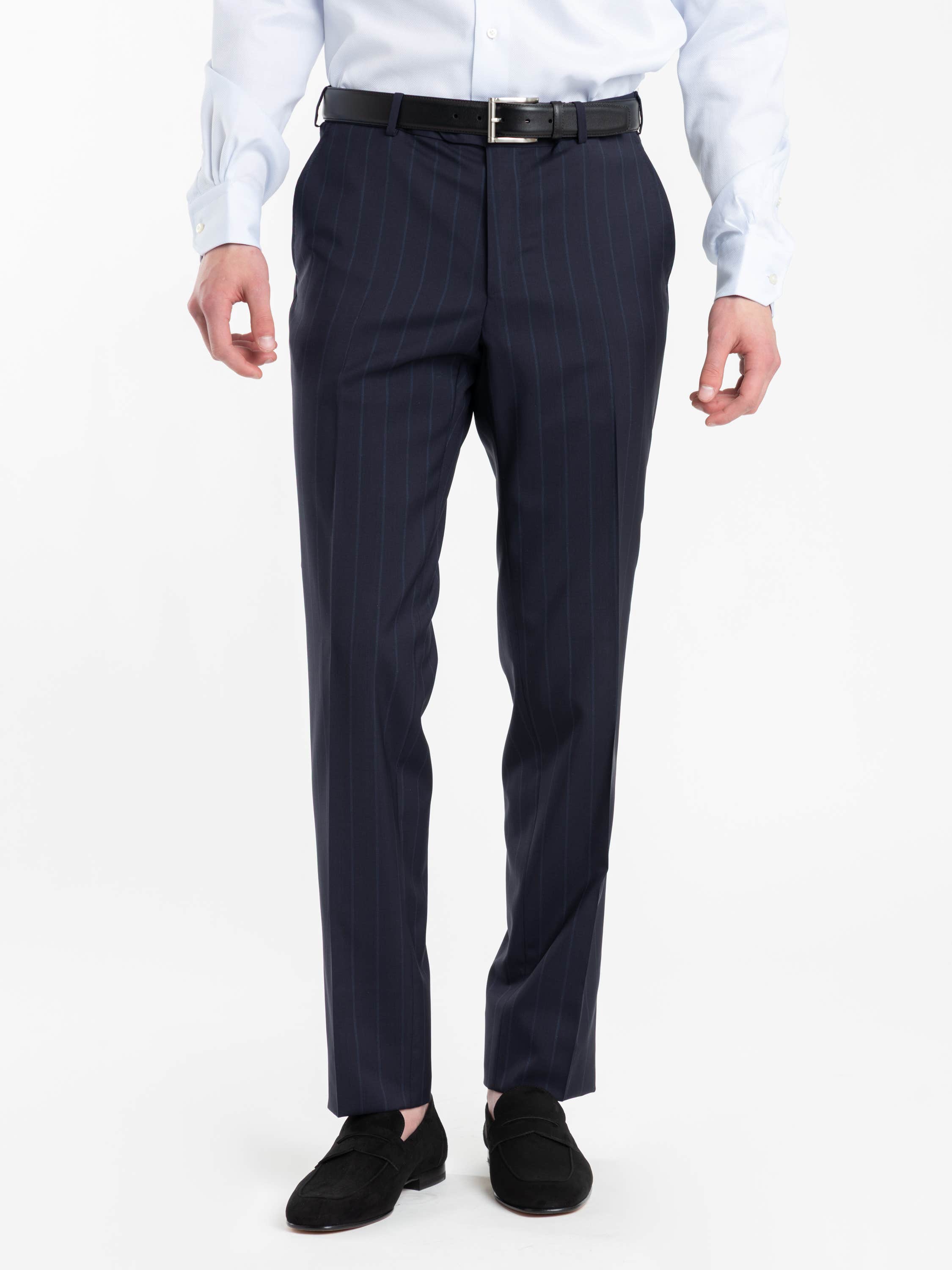 Navy Pinstripe-Pattern Suit