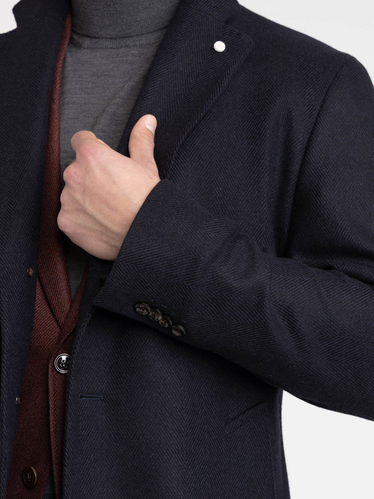 Navy Virgin Wool–Cashmere Coat