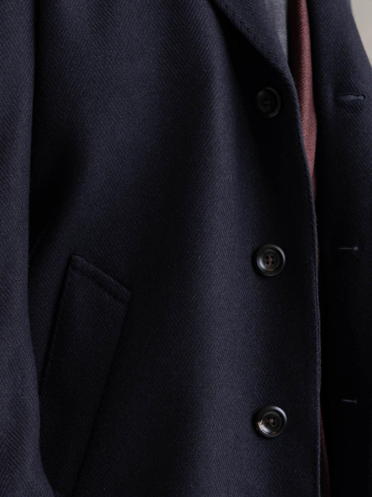 Navy Virgin Wool–Cashmere Coat