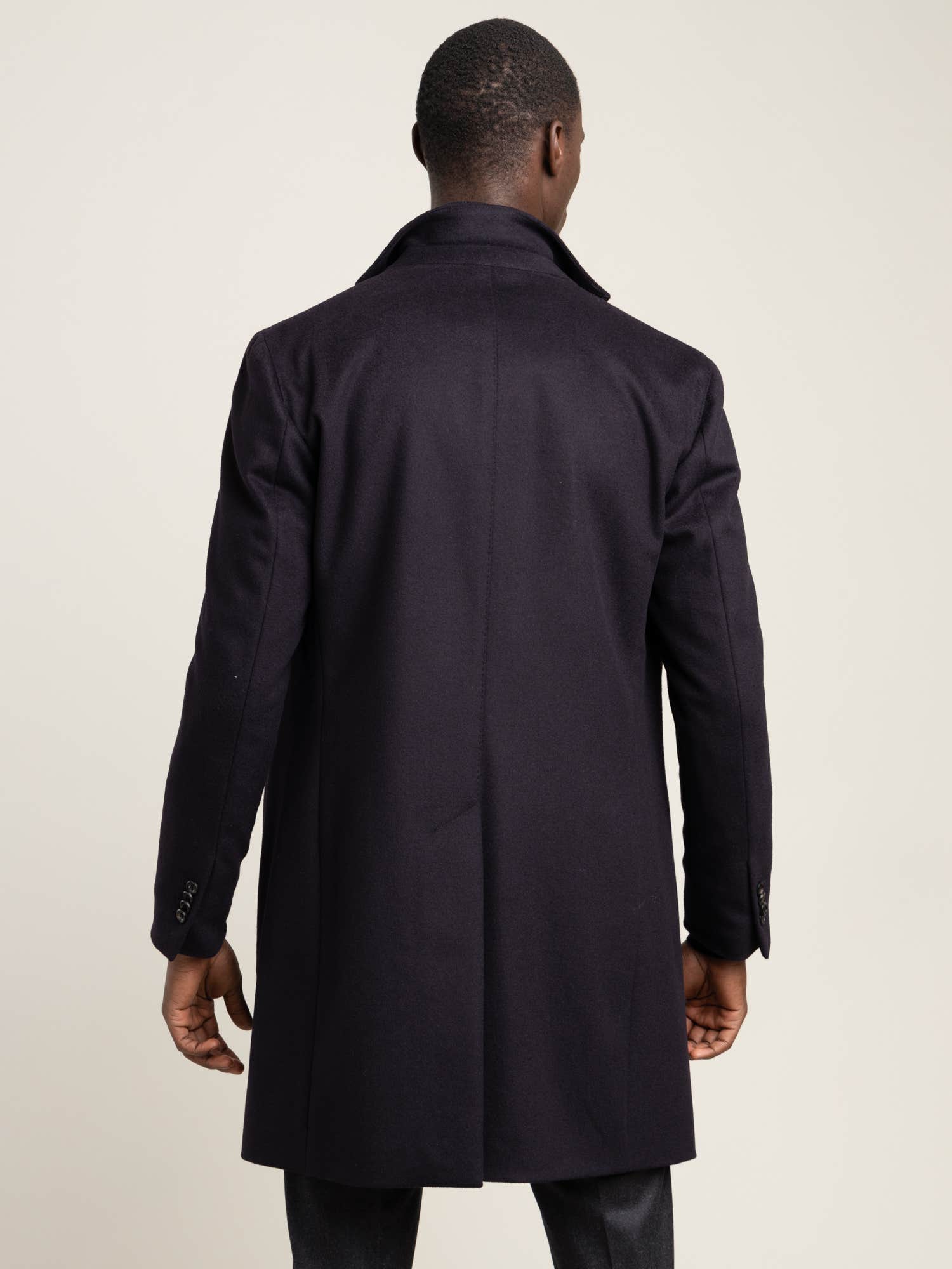 Navy Wool Cashmere Overcoat