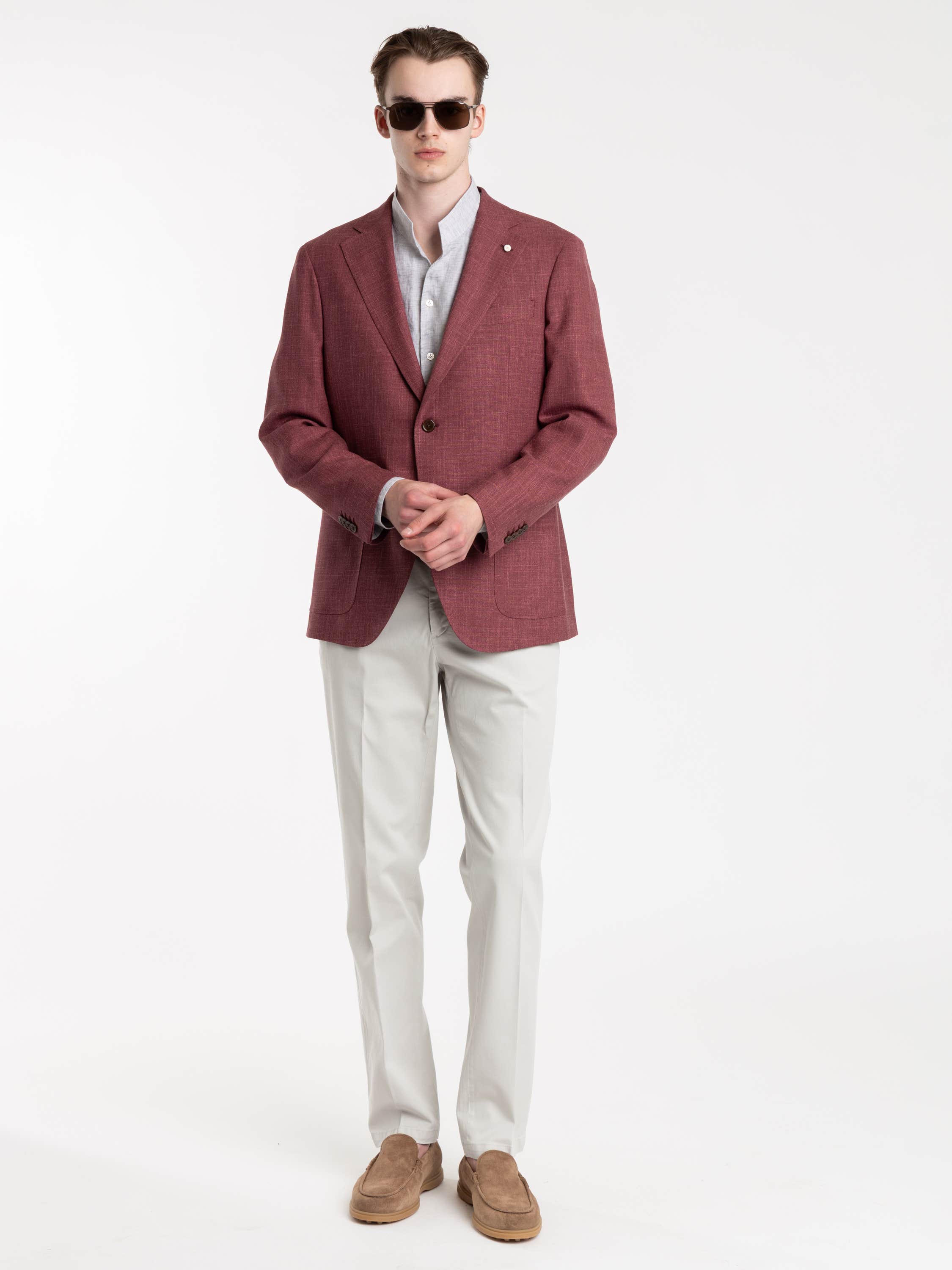 Red Mantova Wool, Silk & Linen Sport Jacket